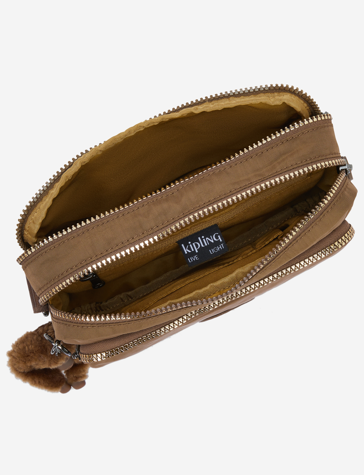حقيبة كروسبودي متوسطة KIPLING Abanu M Zip بلون كاكي فاتح I5986-1MR