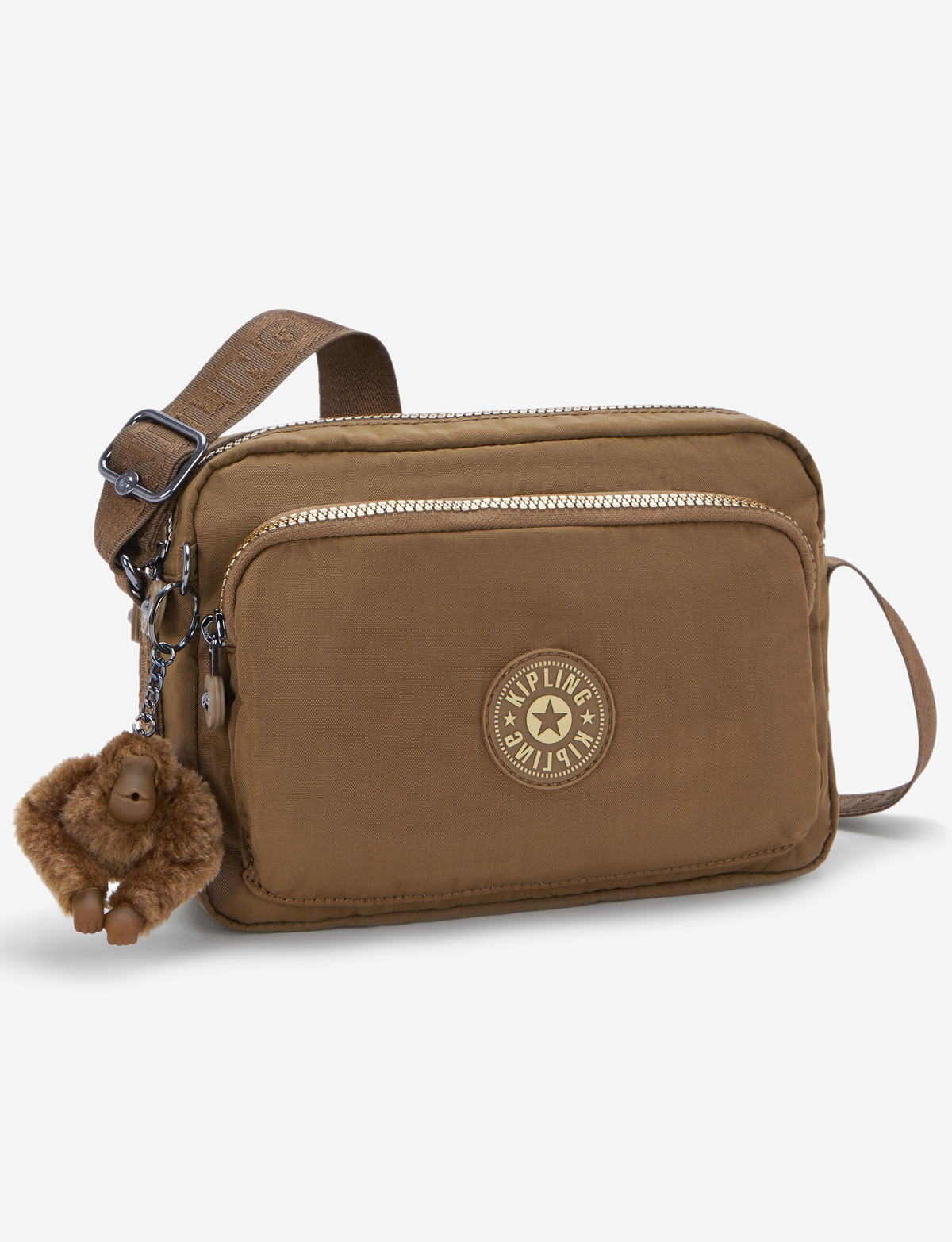 حقيبة كروسبودي متوسطة KIPLING Abanu M Zip بلون كاكي فاتح I5986-1MR