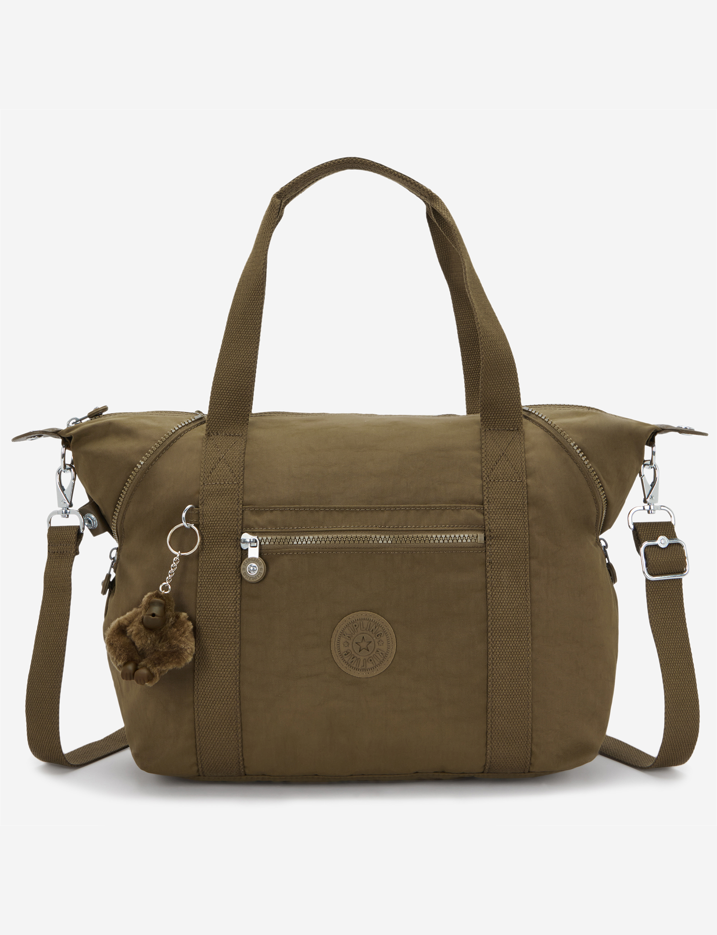 حقيبة يد متوسطة KIPLING Art Smooth باللون الكاكي (مع حزام كتف قابل للإزالة) 10619-1NA