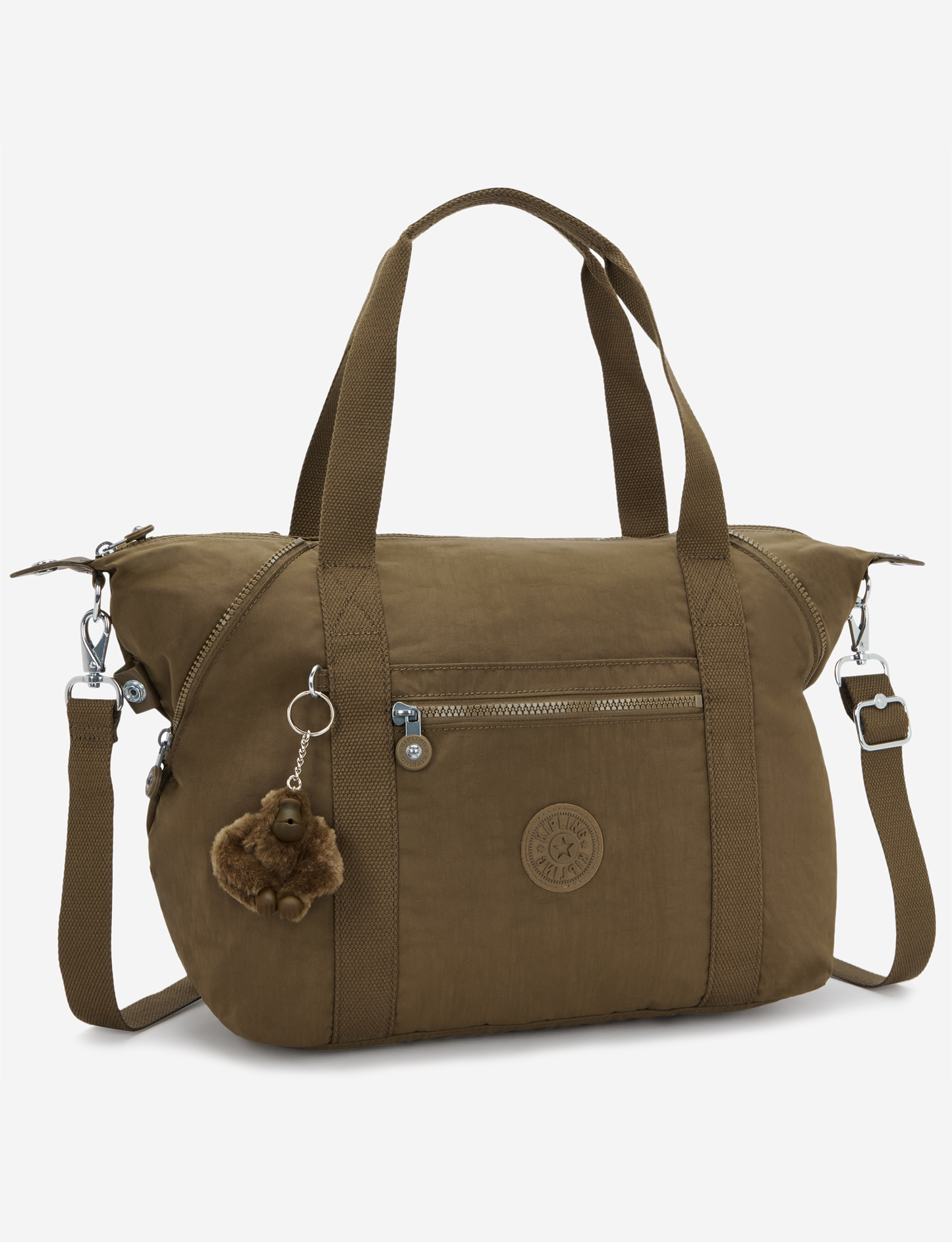 حقيبة يد متوسطة KIPLING Art Smooth باللون الكاكي (مع حزام كتف قابل للإزالة) 10619-1NA