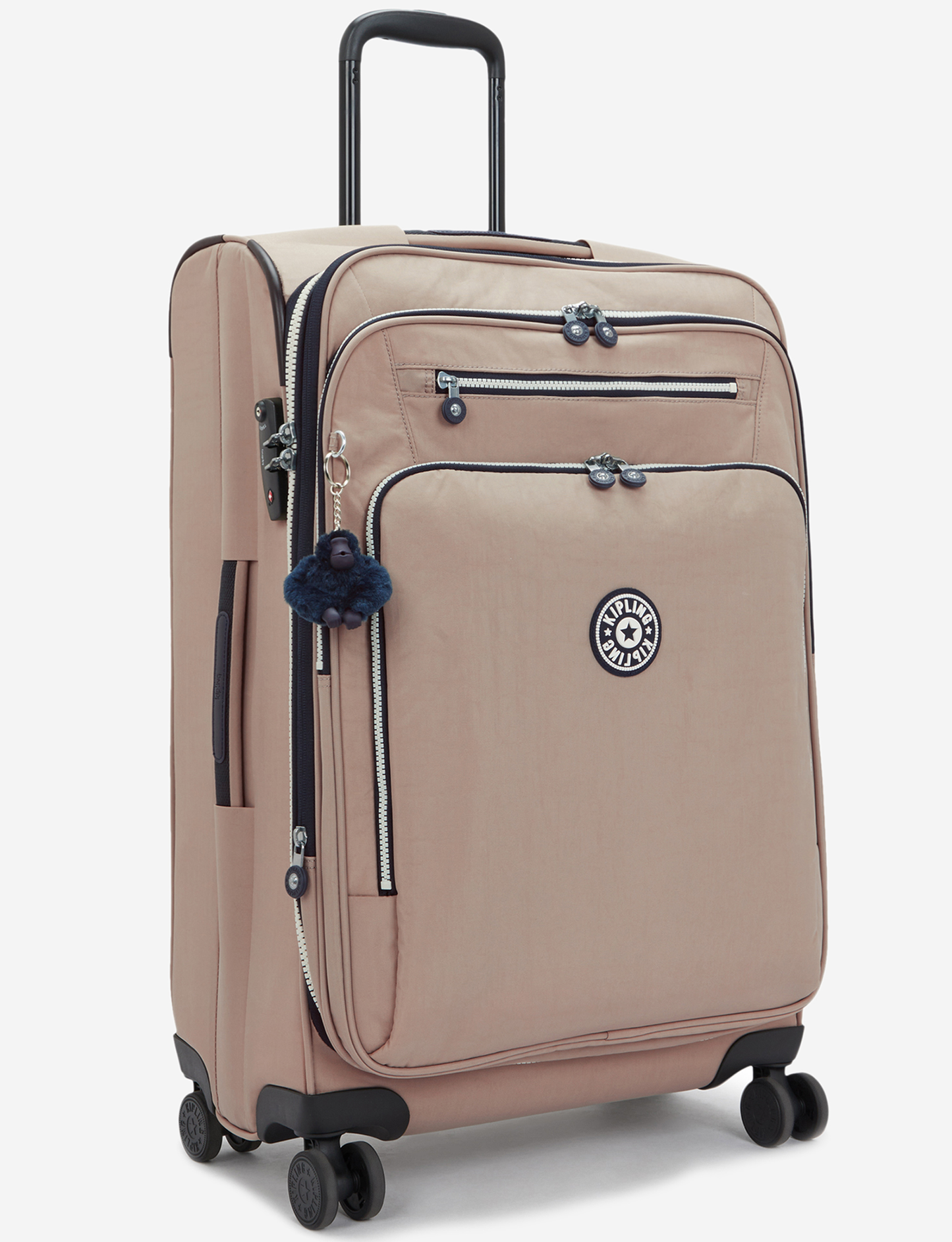 KIPLING New Youri Spin M Soft Taupe C حقيبة سفر بعجلات متوسطة قابلة للتوسيع I7706-7ML