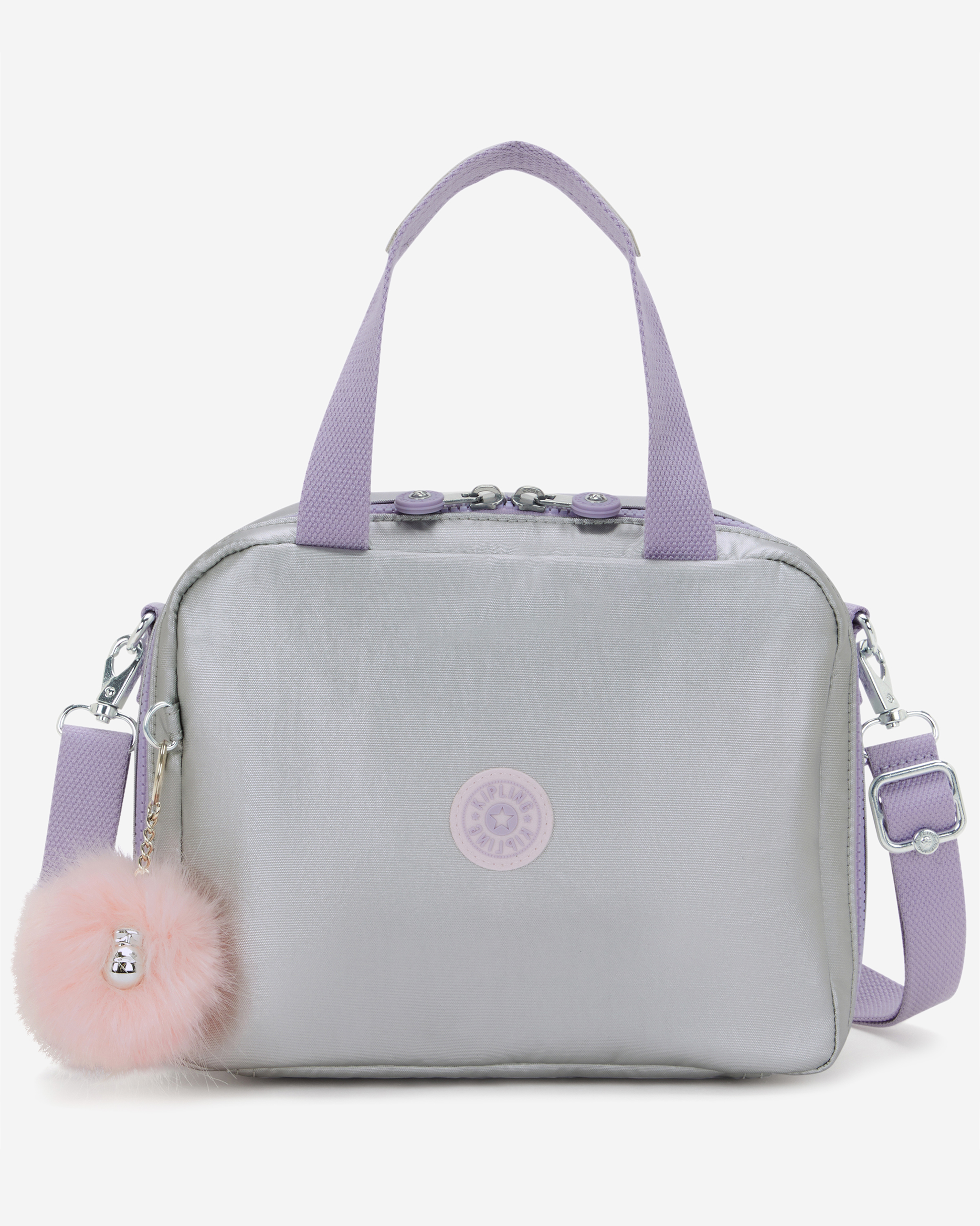Kipling  Miyo Silver Glow Met Large LunchBag with Trolley Sleeve I7363-54M