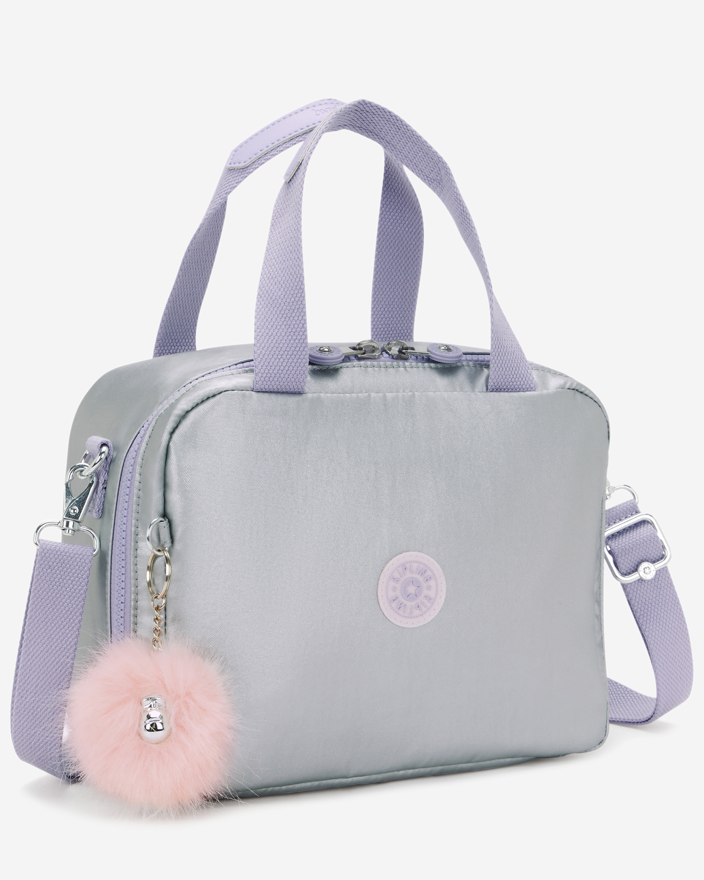 Kipling  Miyo Silver Glow Met Large LunchBag with Trolley Sleeve I7363-54M