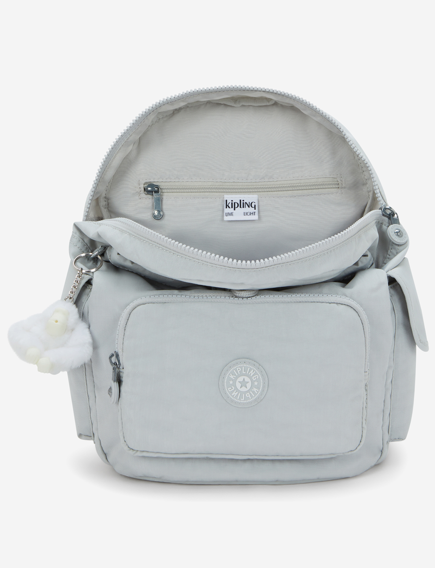 حقيبة ظهر كيبلينج سيتي باك إس بلون رمادي سهل صغيرة 15635-9RW