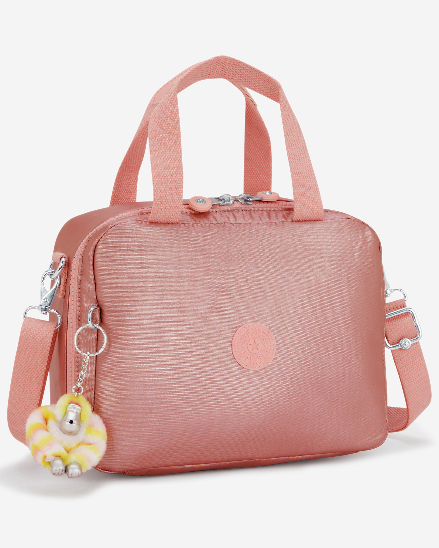 Kipling  Miyo Bronze Pink Met Large LunchBag with Trolley Sleeve I7363-3MD