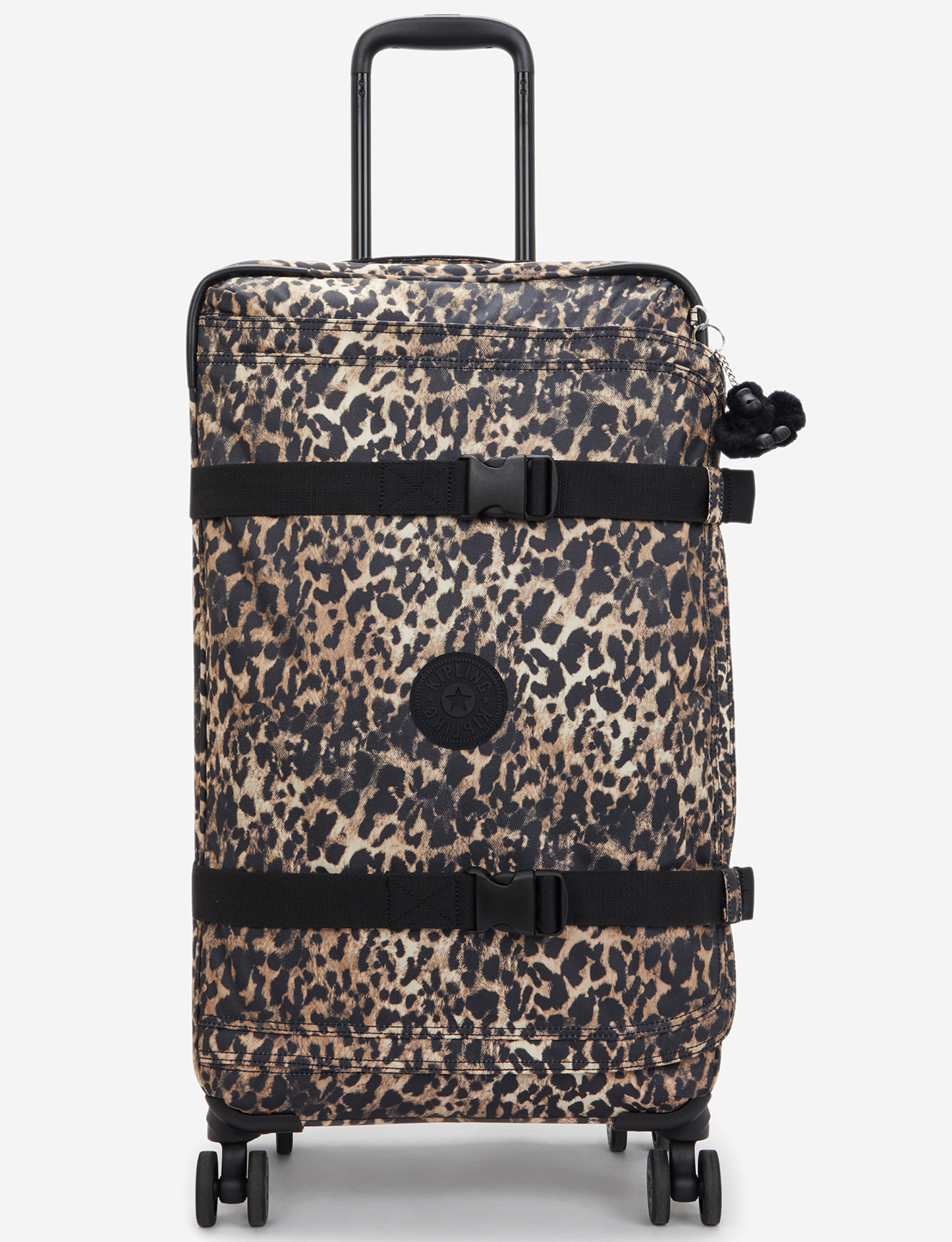 KIPLING Spontaneous M حقيبة سفر بعجلات متوسطة بطبعة جلد الفهد البري I4556-6JP