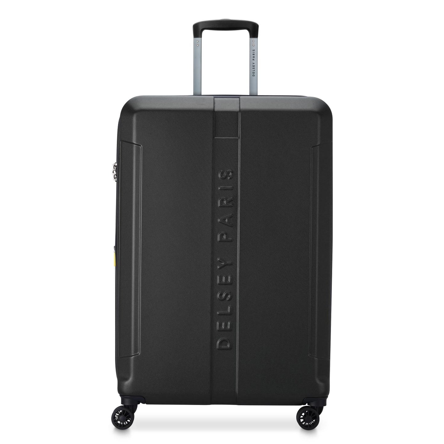 حقيبة سفر صلبة من Delsey Paris Depart مقاس 80 سم، مزودة بأربع عجلات مزدوجة قابلة للتمدد، وحقيبة سفر سوداء اللون - 00314583000 X9