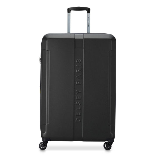 حقيبة سفر صلبة من Delsey Paris Depart مقاس 80 سم، مزودة بأربع عجلات مزدوجة قابلة للتمدد، وحقيبة سفر سوداء اللون - 00314583000 X9