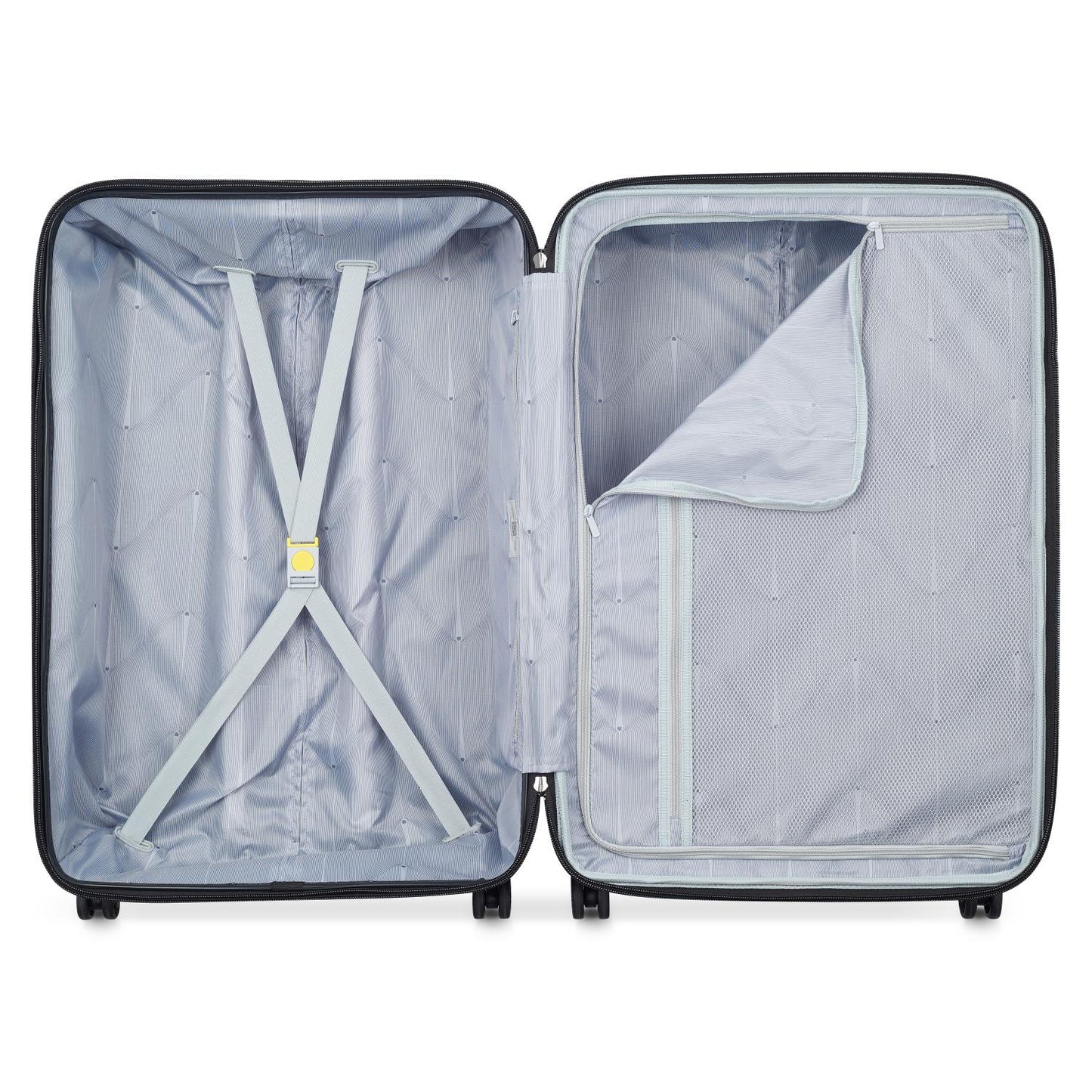 حقيبة سفر صلبة من Delsey Paris Depart مقاس 80 سم، مزودة بأربع عجلات مزدوجة قابلة للتمدد، وحقيبة سفر سوداء اللون - 00314583000 X9