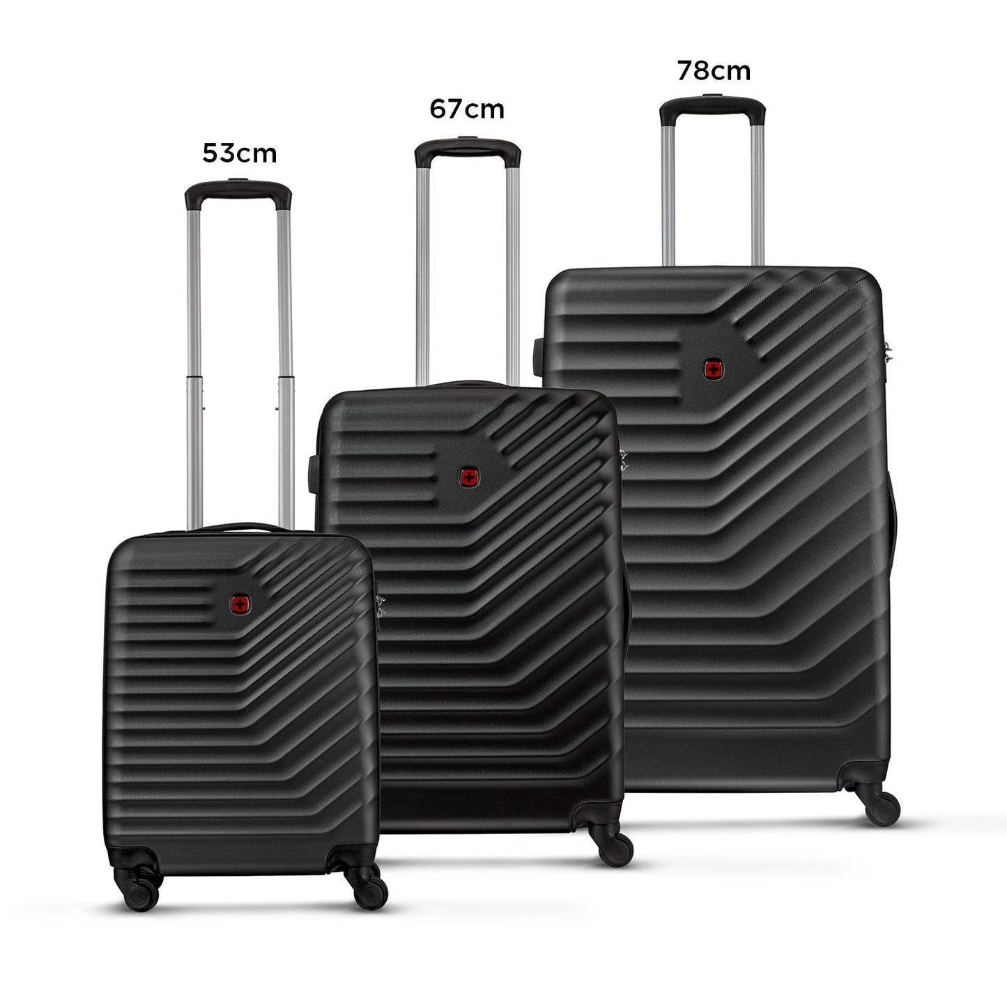 Wenger Trayn 53+67+78cm Hardcase Luggage Trolley  Set Of 3- Black