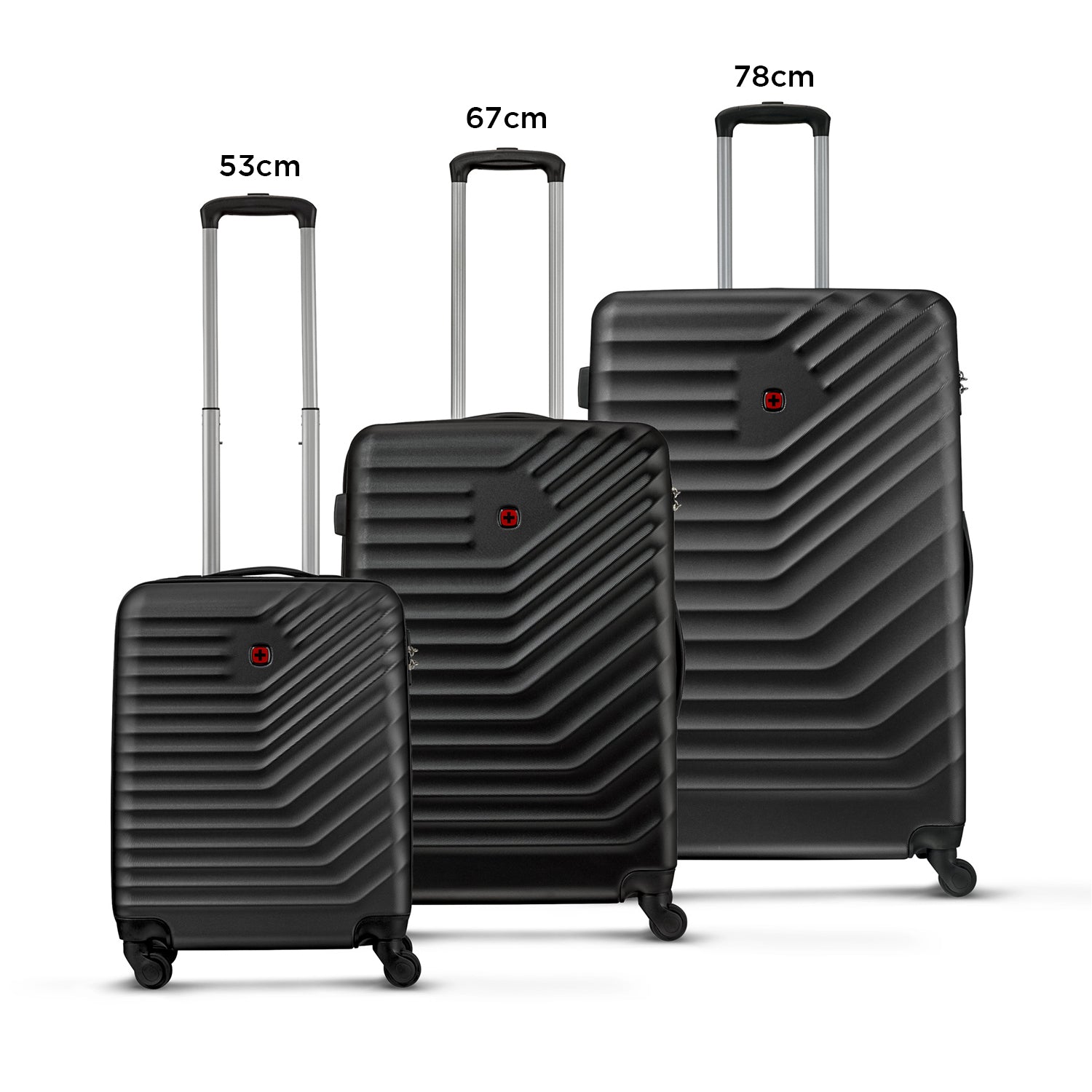 Wenger Trayn 53+67+78cm Hardcase Luggage Trolley  Set Of 3- Black