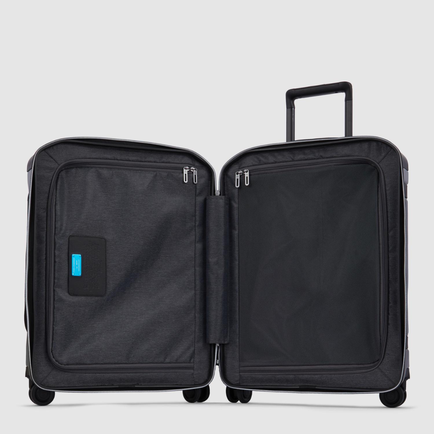 Piquadro Pqlp Cabin Size Hardside Spinner With Computer And Ipad Compartment Grey-Black