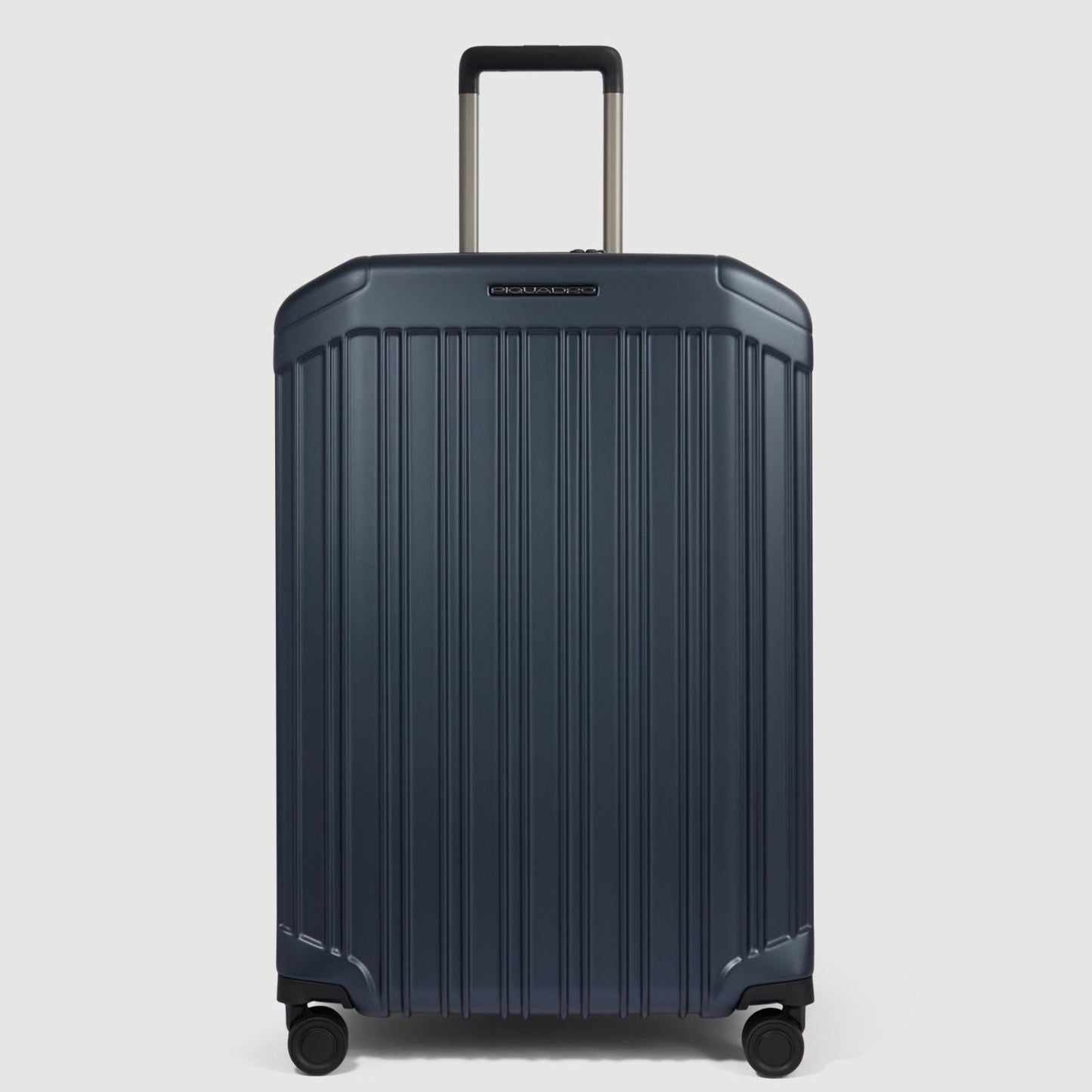 Piquadro Pq-Light Large Size Expandable Trolley With 4 Wheels In Polycarbonate Matt Blue