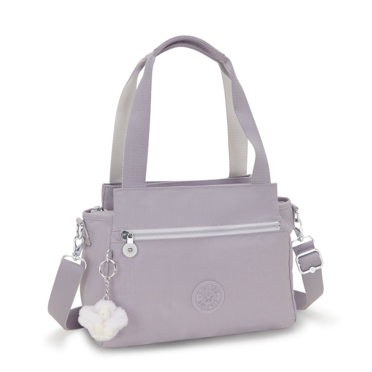 KIPLING-Elysia-حقيبة كتف متوسطة (بحزام كتف قابل للإزالة)-رمادي فاتح-43791-1FB