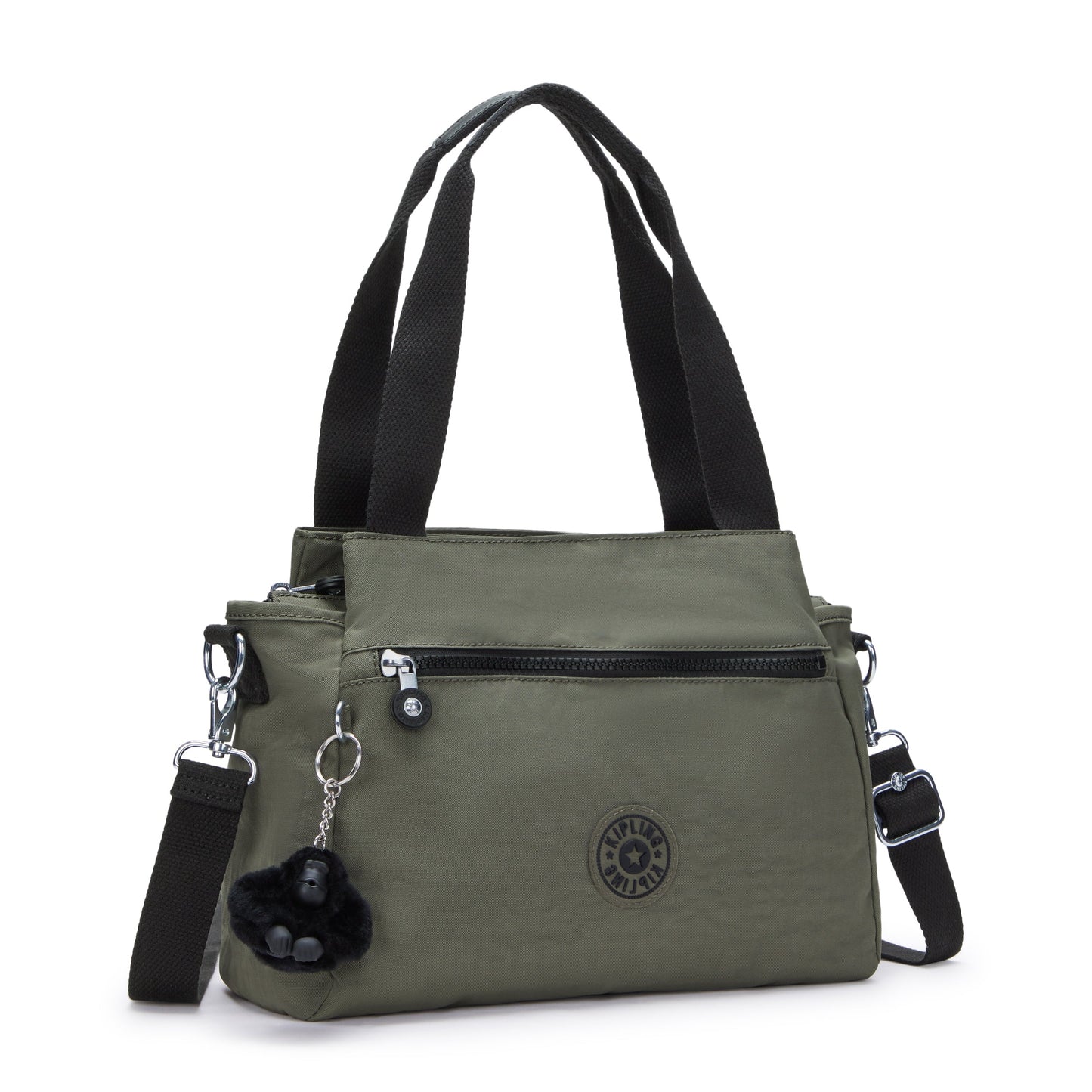KIPLING-Elysia-حقيبة كتف متوسطة الحجم (بحزام كتف قابل للإزالة)-Green Moss-43791-88D