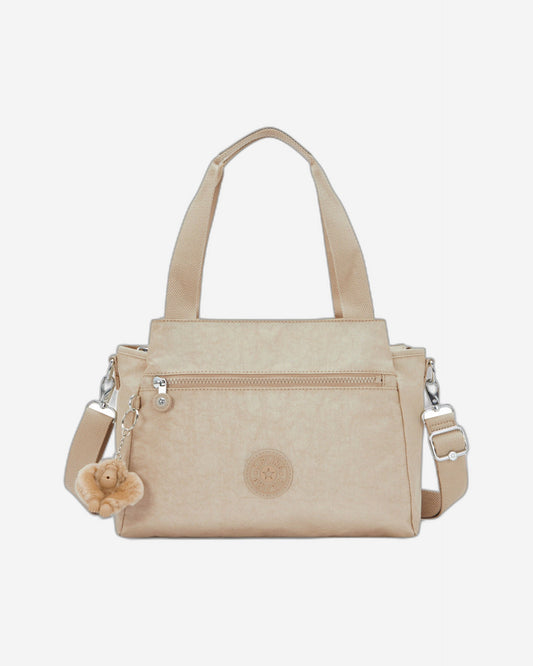 حقيبة كتف Kipling Elysia Sparkled Beige متوسطة الحجم (مع حزام كتف قابل للإزالة) 43793-5Dv