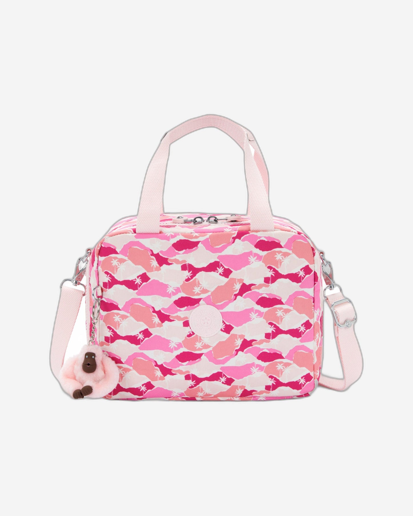حقيبة غداء كبيرة Kipling Miyo Pink Palm مع جراب عربة I2989-1BV