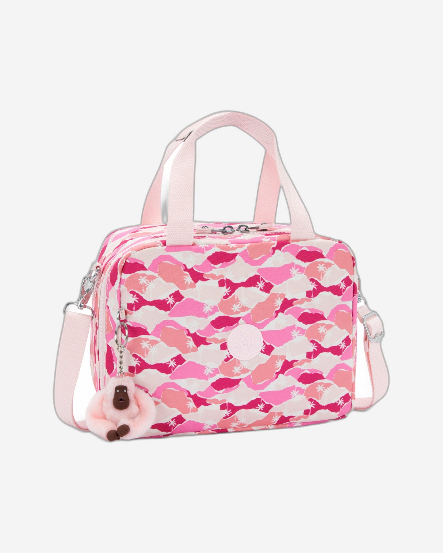حقيبة غداء كبيرة Kipling Miyo Pink Palm مع جراب عربة I2989-1BV