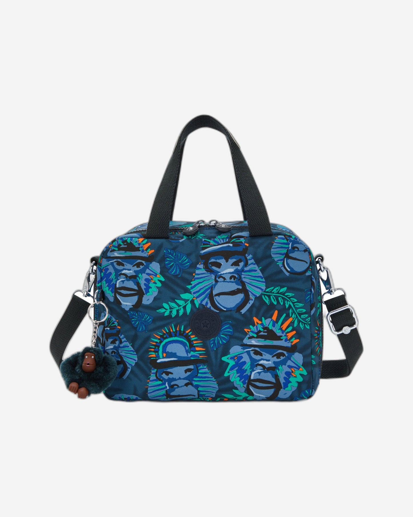 حقيبة غداء كبيرة من Kipling Miyo Blue Monkey Fun مع جراب عربة C2I2989-8HJ
