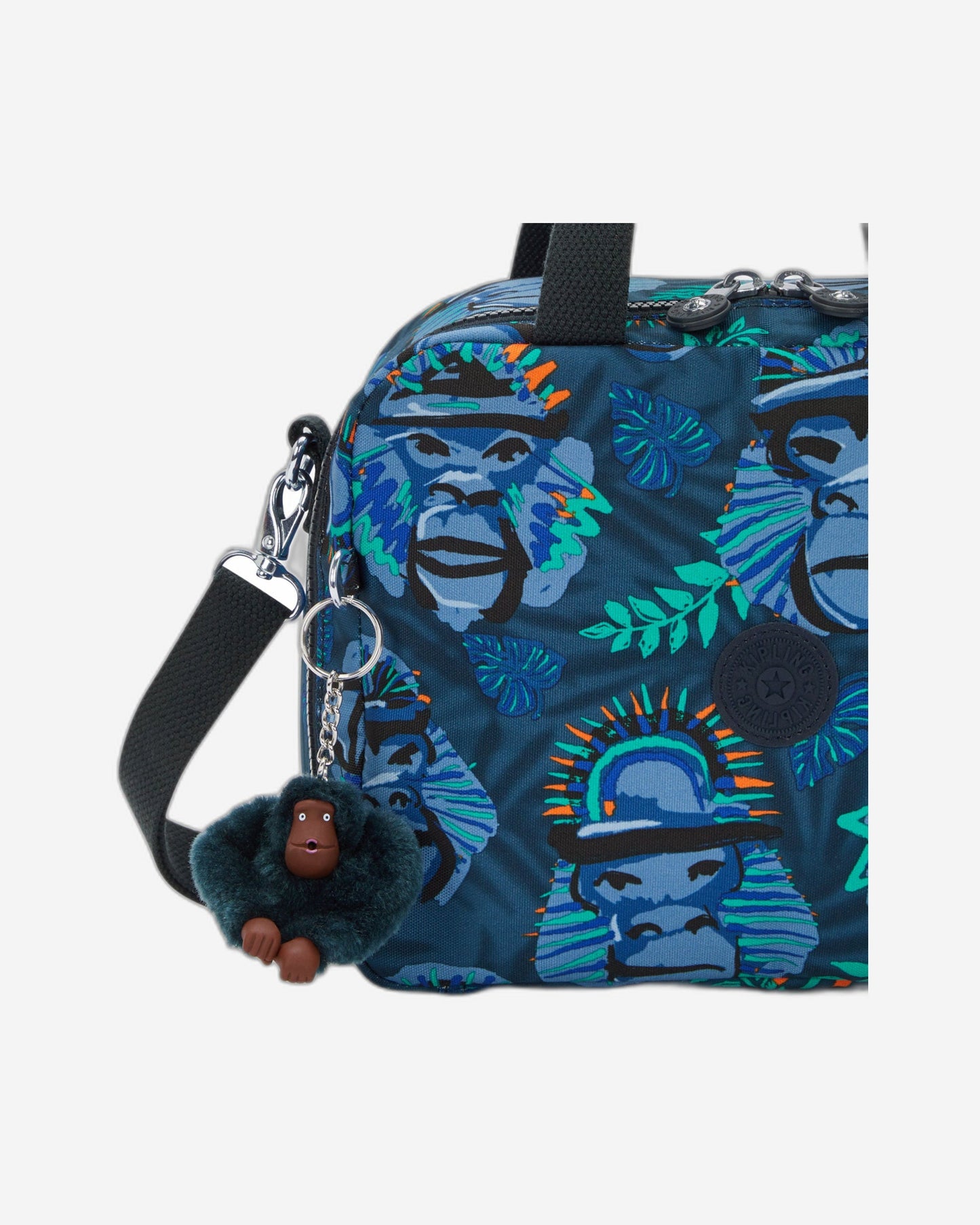 حقيبة غداء كبيرة من Kipling Miyo Blue Monkey Fun مع جراب عربة C2I2989-8HJ