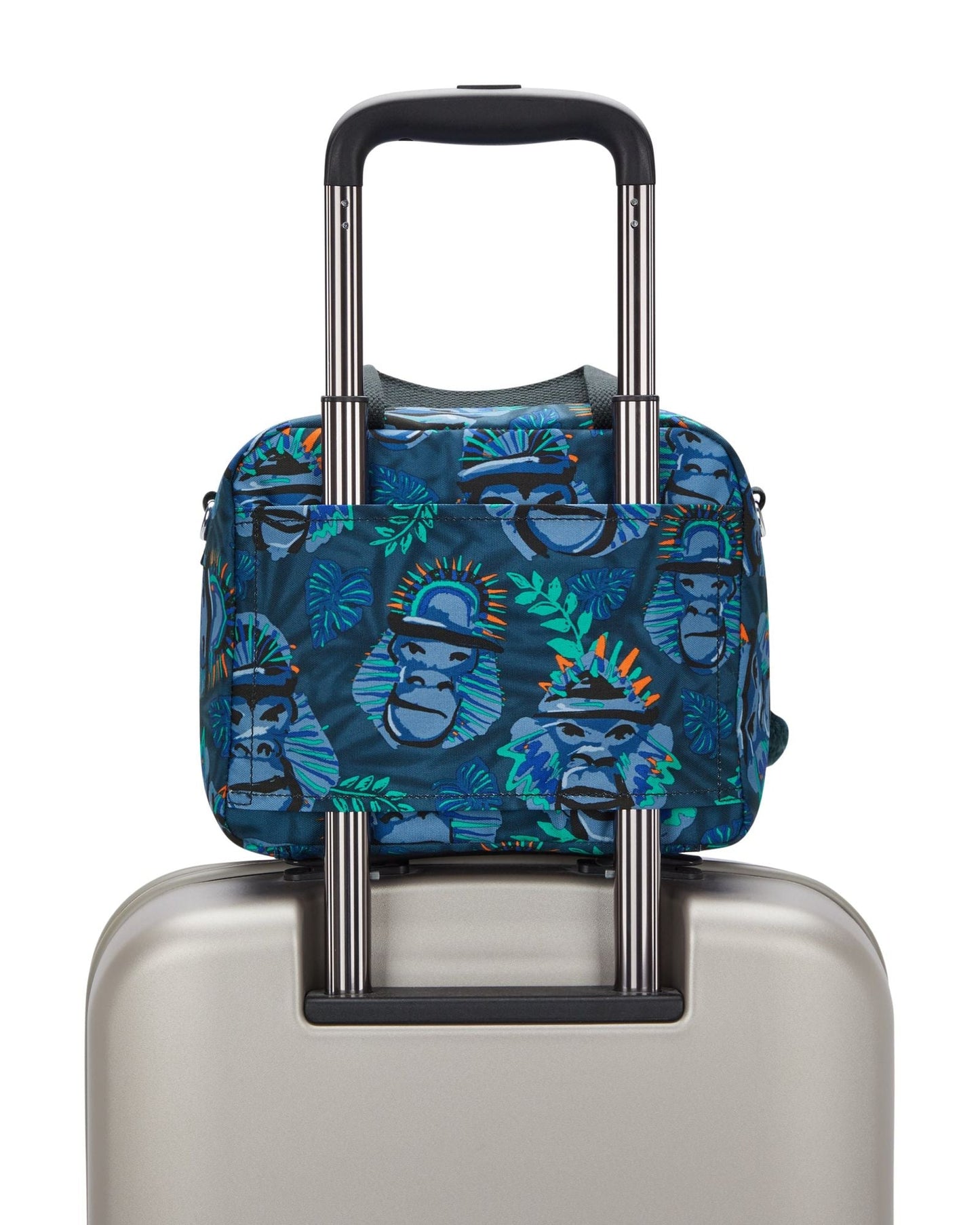 حقيبة غداء كبيرة من Kipling Miyo Blue Monkey Fun مع جراب عربة C2I2989-8HJ