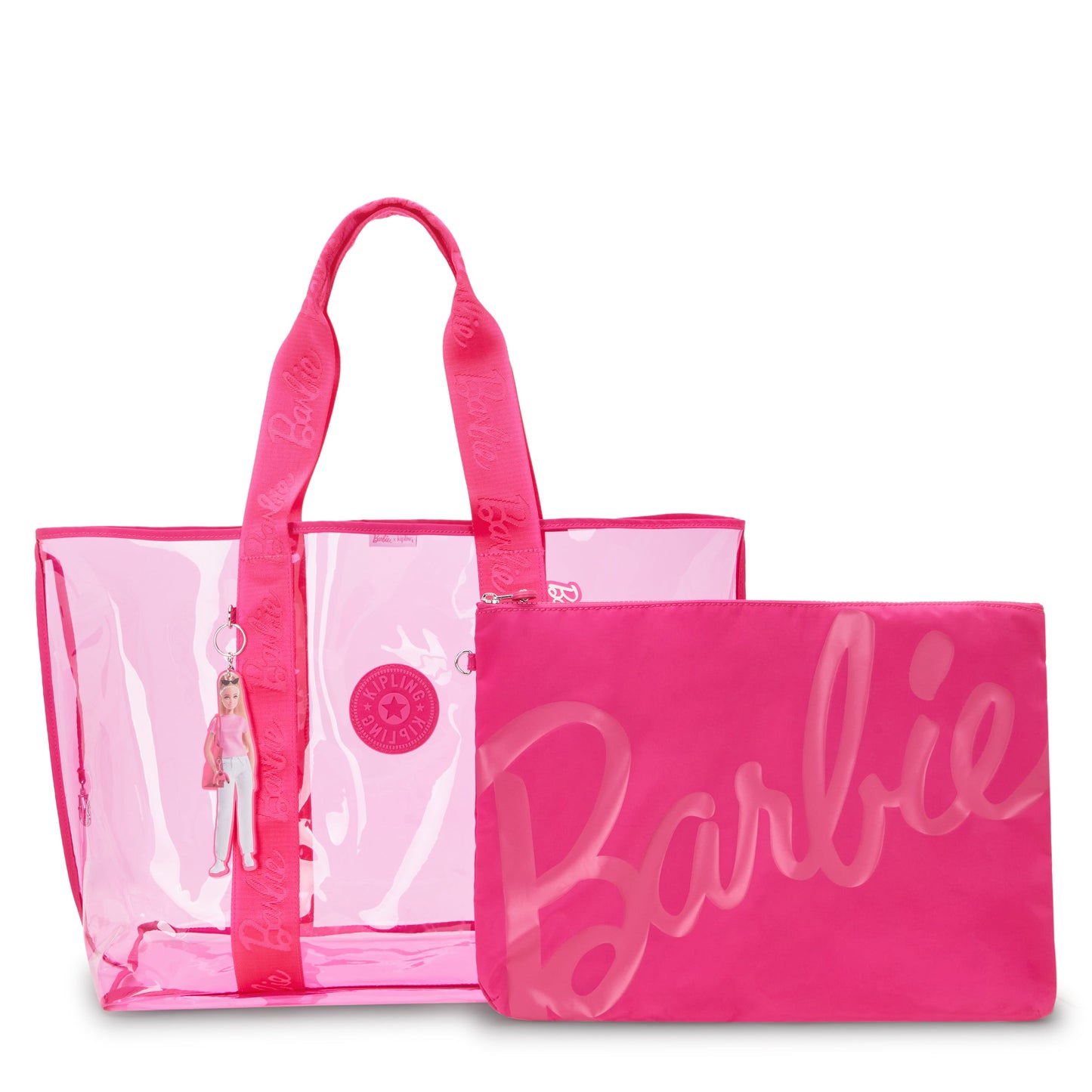 حقيبة تسوق شفافة كبيرة جدًا من KIPLING-Jacey Barbie™ مع جيب داخلي بسحاب - Power P Transpa-I3203-BA9