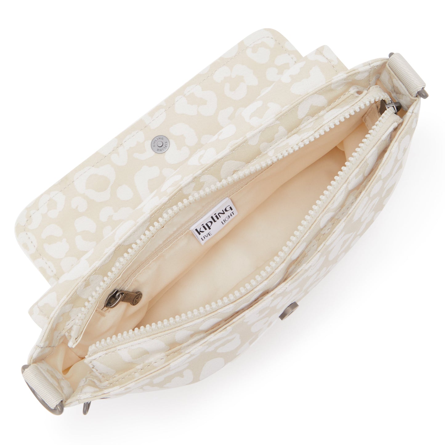 KIPLING-Aras-حقيبة كتف صغيرة (بحزام قابل للإزالة)-White Cheetah J-I4128-T8J