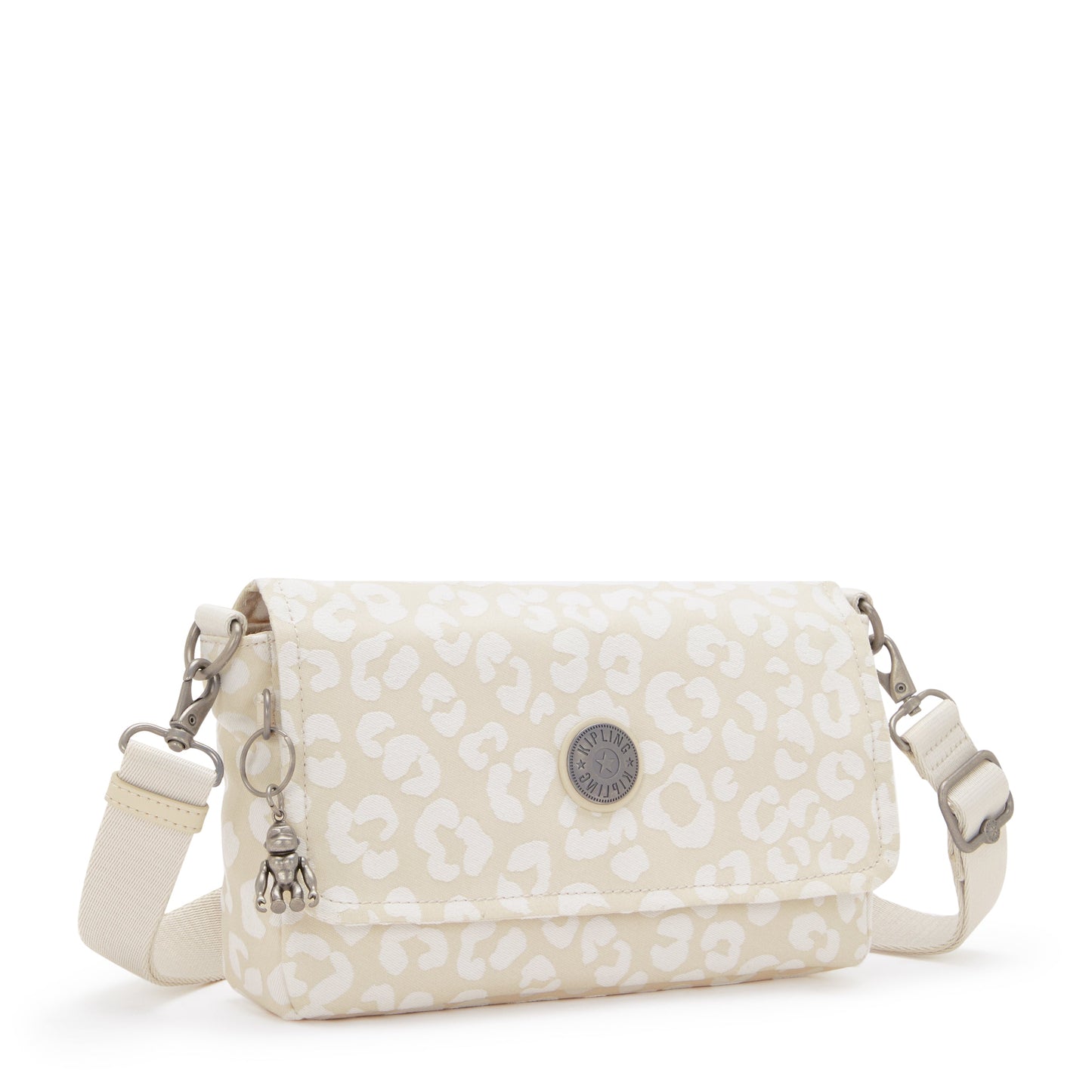KIPLING-Aras-حقيبة كتف صغيرة (بحزام قابل للإزالة)-White Cheetah J-I4128-T8J