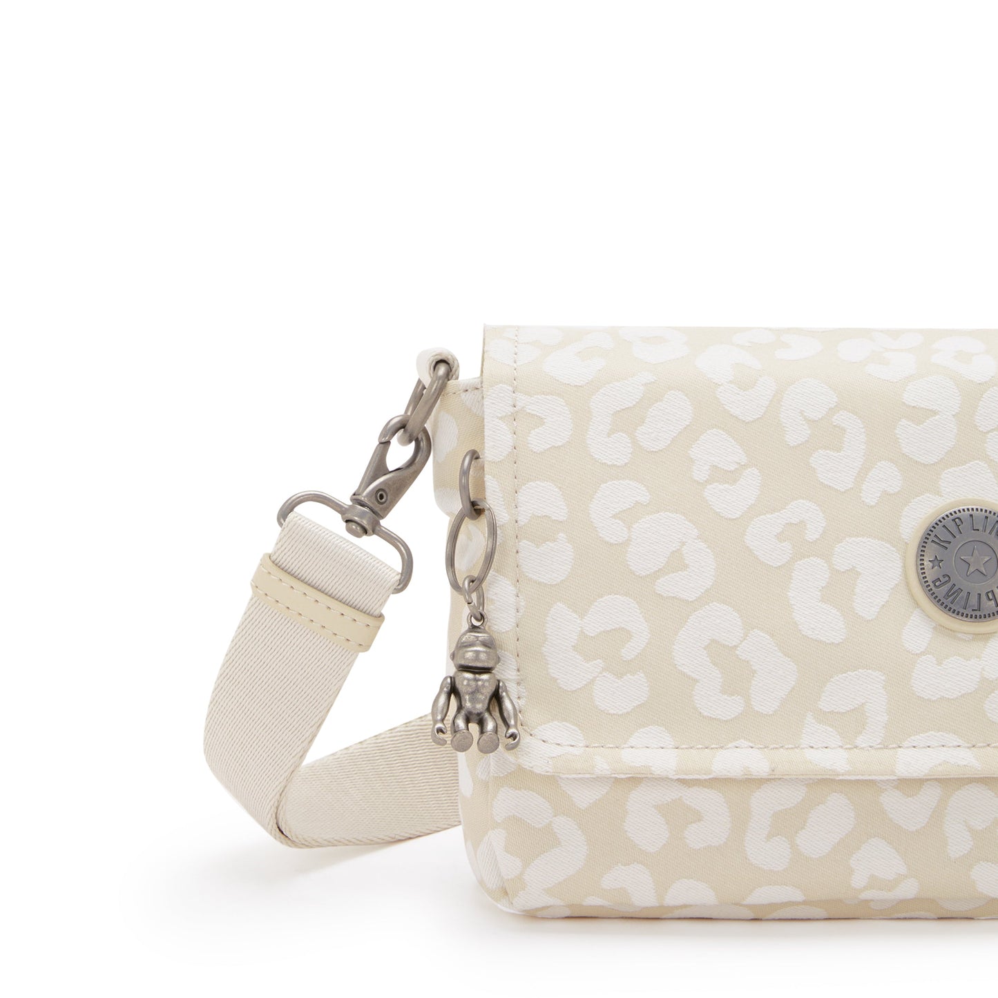 KIPLING-Aras-حقيبة كتف صغيرة (بحزام قابل للإزالة)-White Cheetah J-I4128-T8J