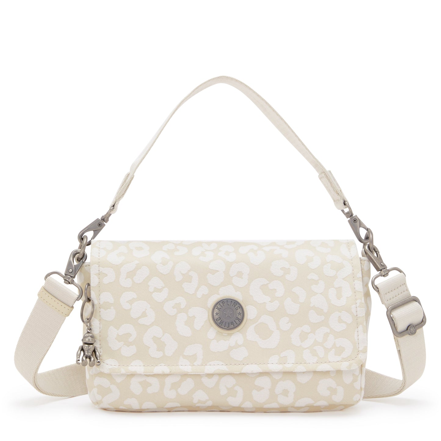 KIPLING-Aras-حقيبة كتف صغيرة (بحزام قابل للإزالة)-White Cheetah J-I4128-T8J