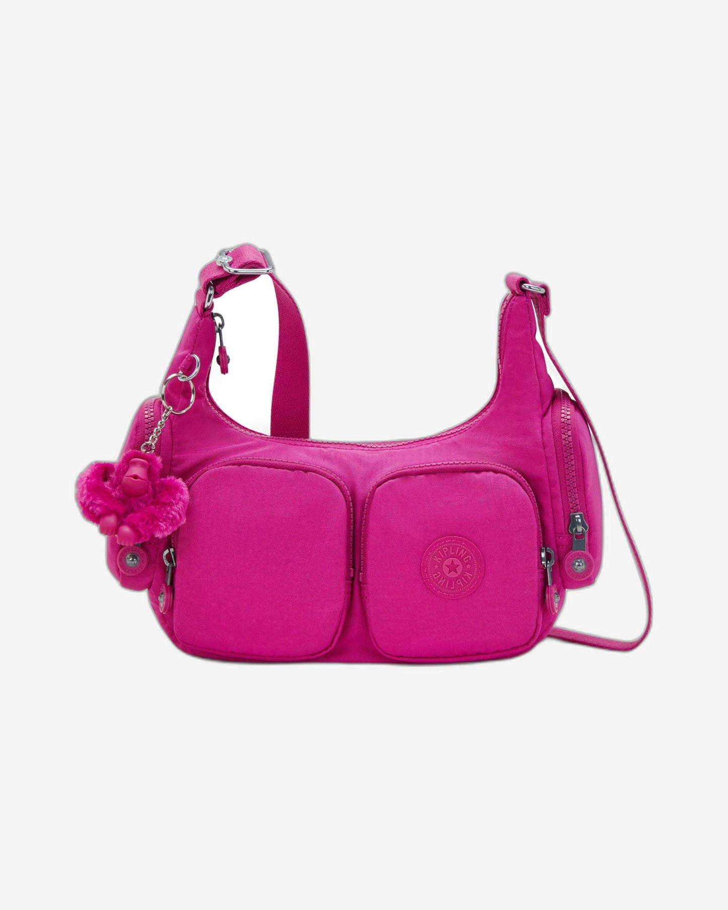 حقيبة كتف صغيرة Kipling Rikka S بلون الفوشيا المتوهج I4333-3KU