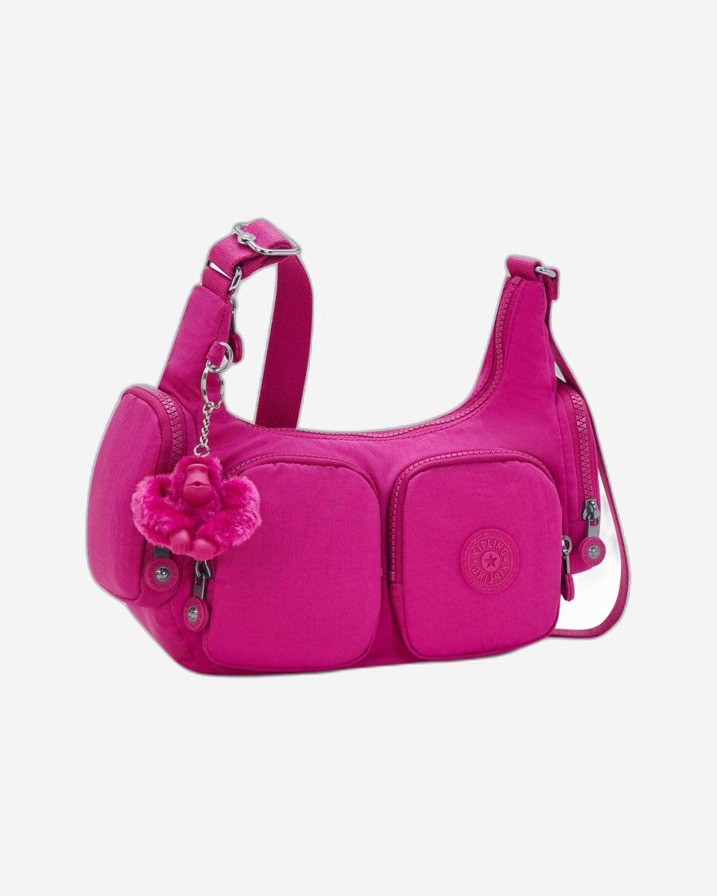 حقيبة كتف صغيرة Kipling Rikka S بلون الفوشيا المتوهج I4333-3KU