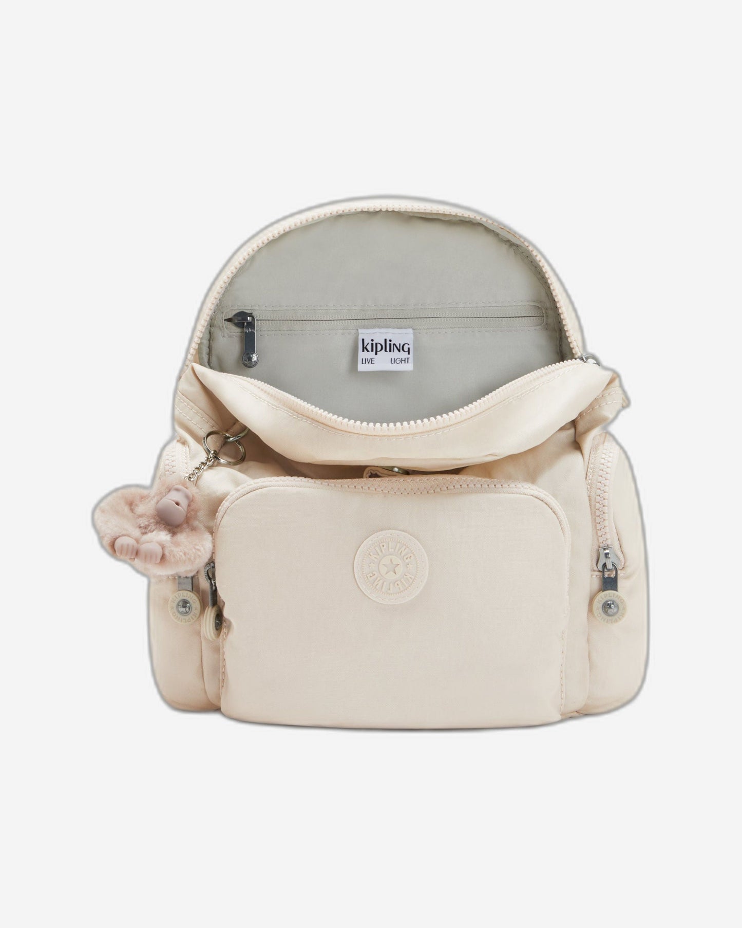 حقيبة ظهر صغيرة Kipling City Zip Mini بلون بيج لؤلؤي C2I4697-3KA