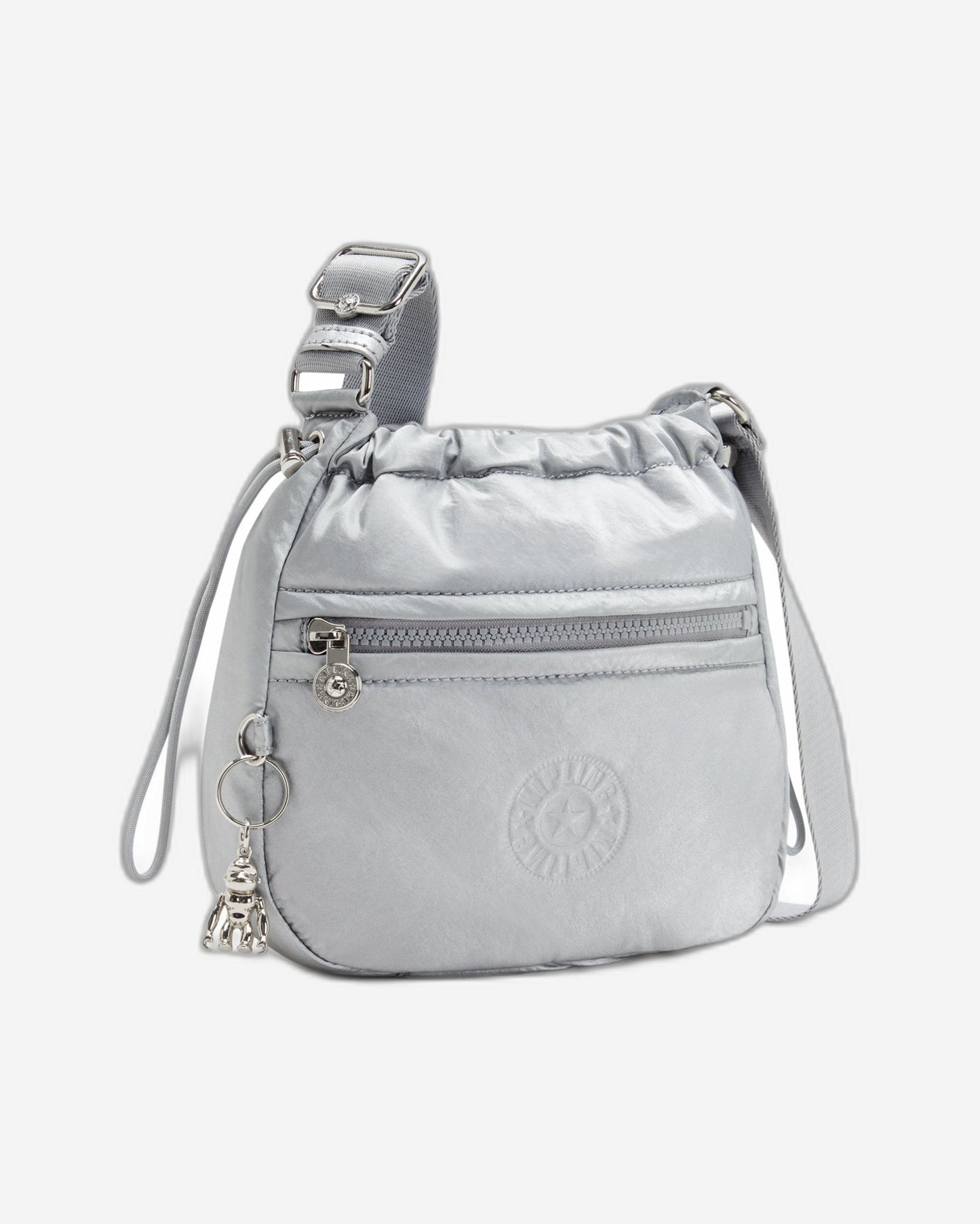 KIPLING-Jamir-حقيبة كروس بودي صغيرة برباط وحزام قابل للتعديل-فضي لامع-I5578-K2E