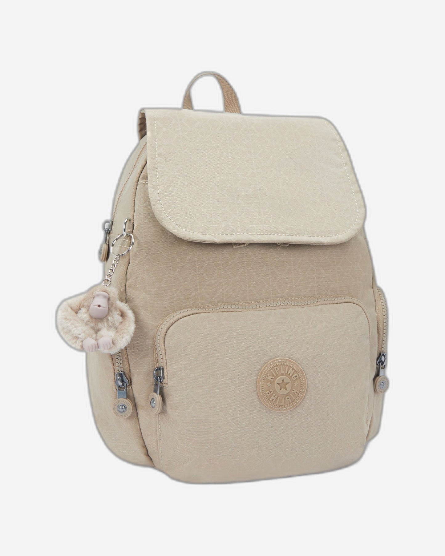 حقيبة ظهر صغيرة من Kipling City Zip S Signature باللون البيج المنقوش I5634-96A