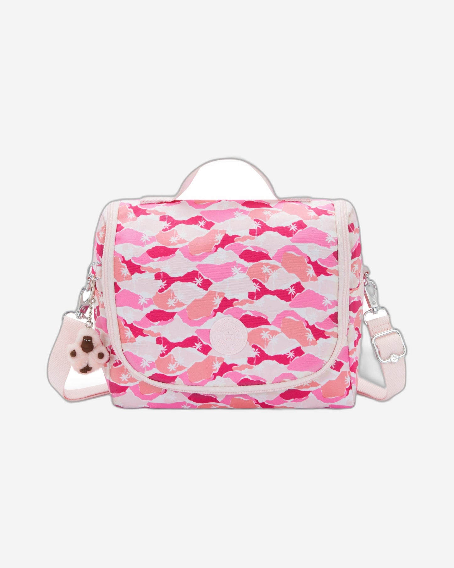 حقيبة غداء كبيرة Kipling New Kichirou Pink Palm مع جراب عربة I5749-1BV