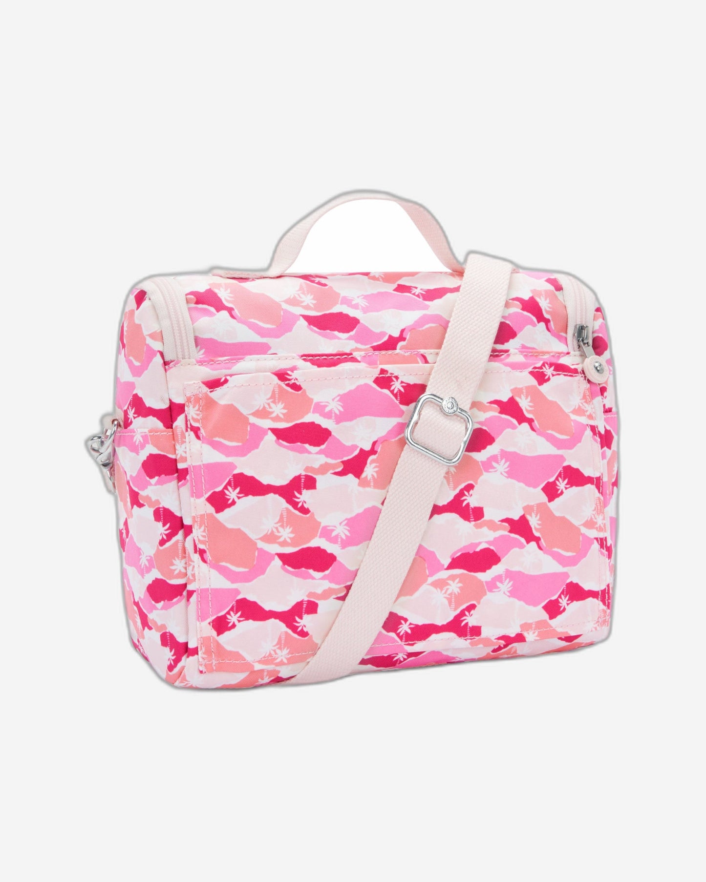 حقيبة غداء كبيرة Kipling New Kichirou Pink Palm مع جراب عربة I5749-1BV
