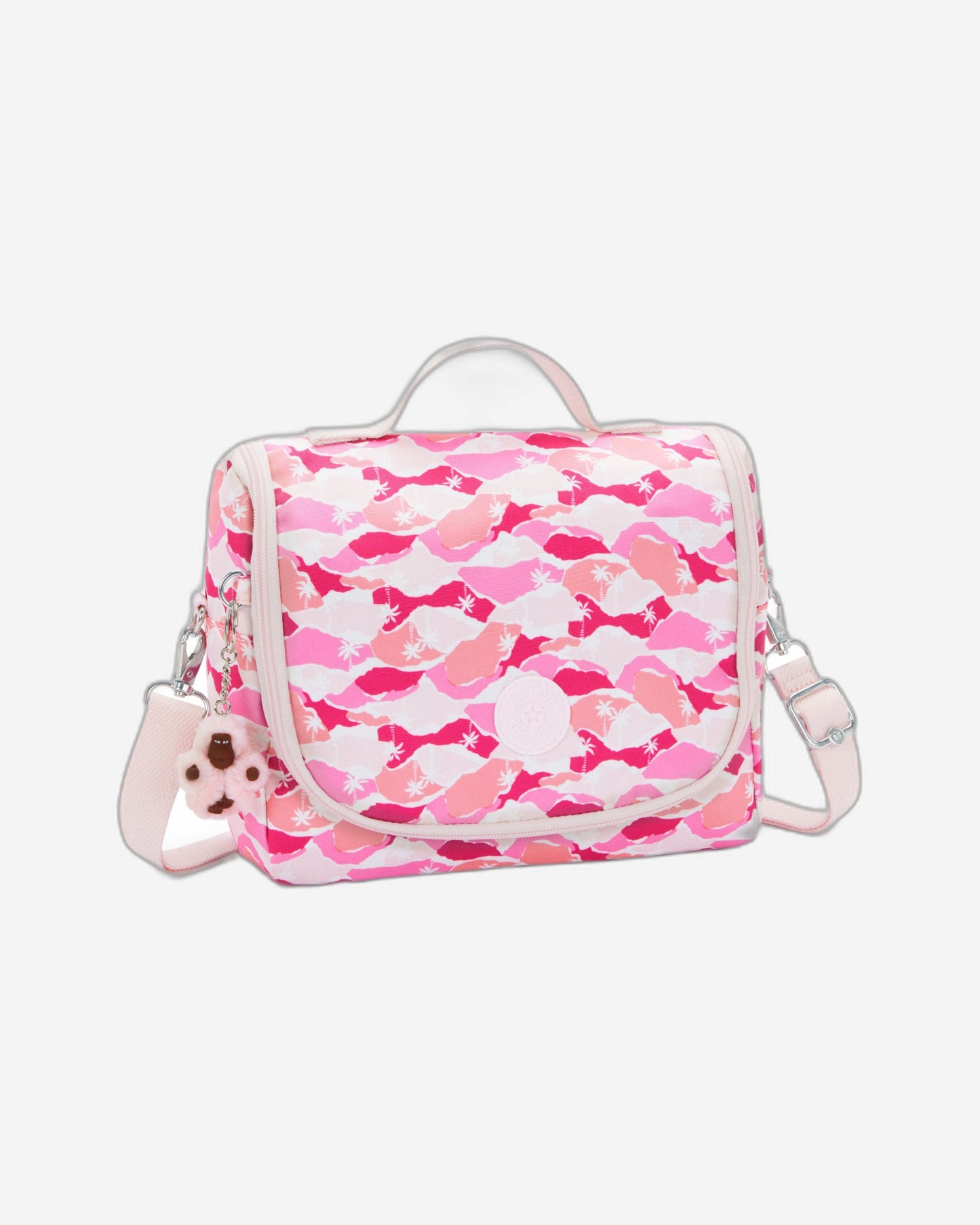 حقيبة غداء كبيرة Kipling New Kichirou Pink Palm مع جراب عربة I5749-1BV