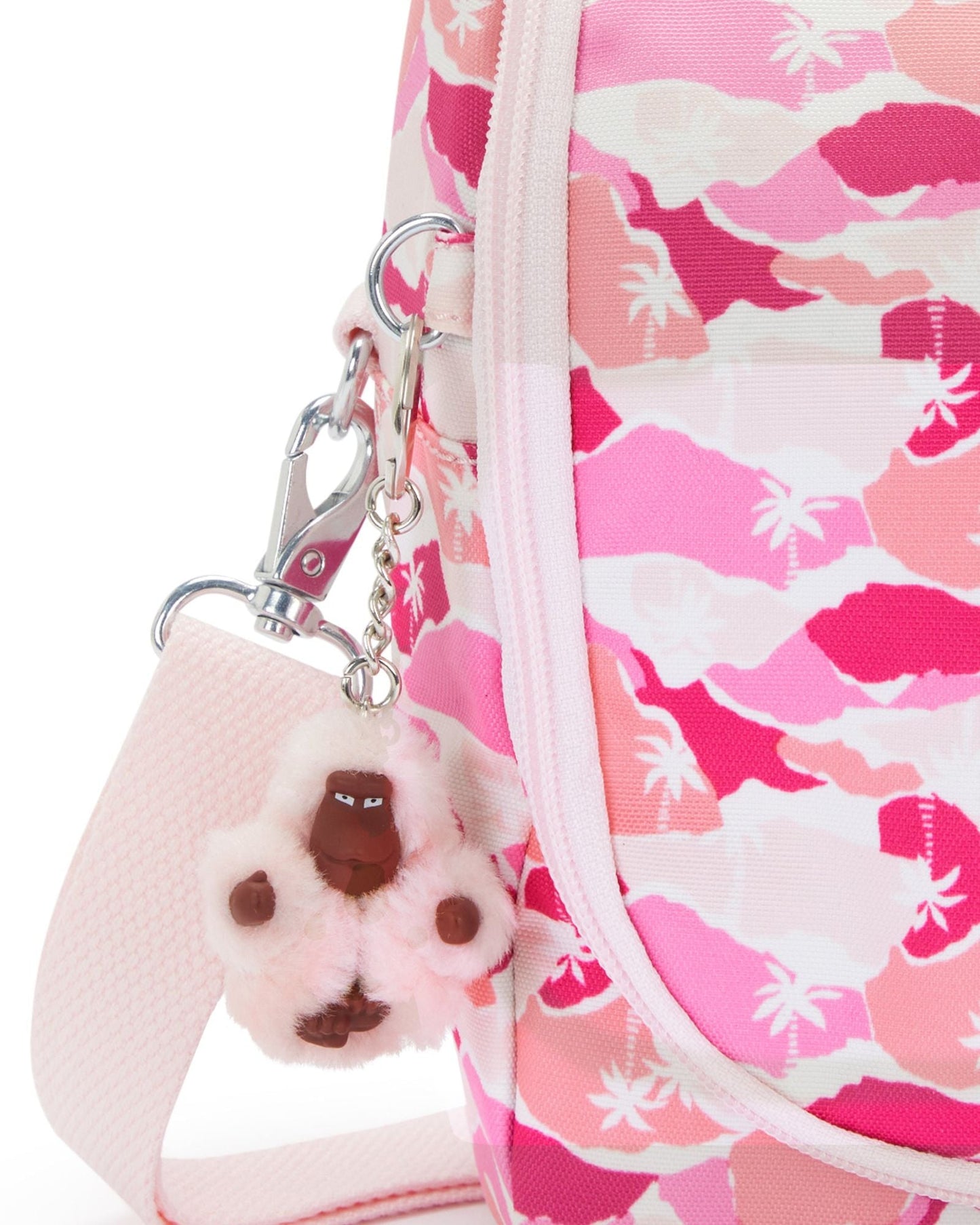 حقيبة غداء كبيرة Kipling New Kichirou Pink Palm مع جراب عربة I5749-1BV