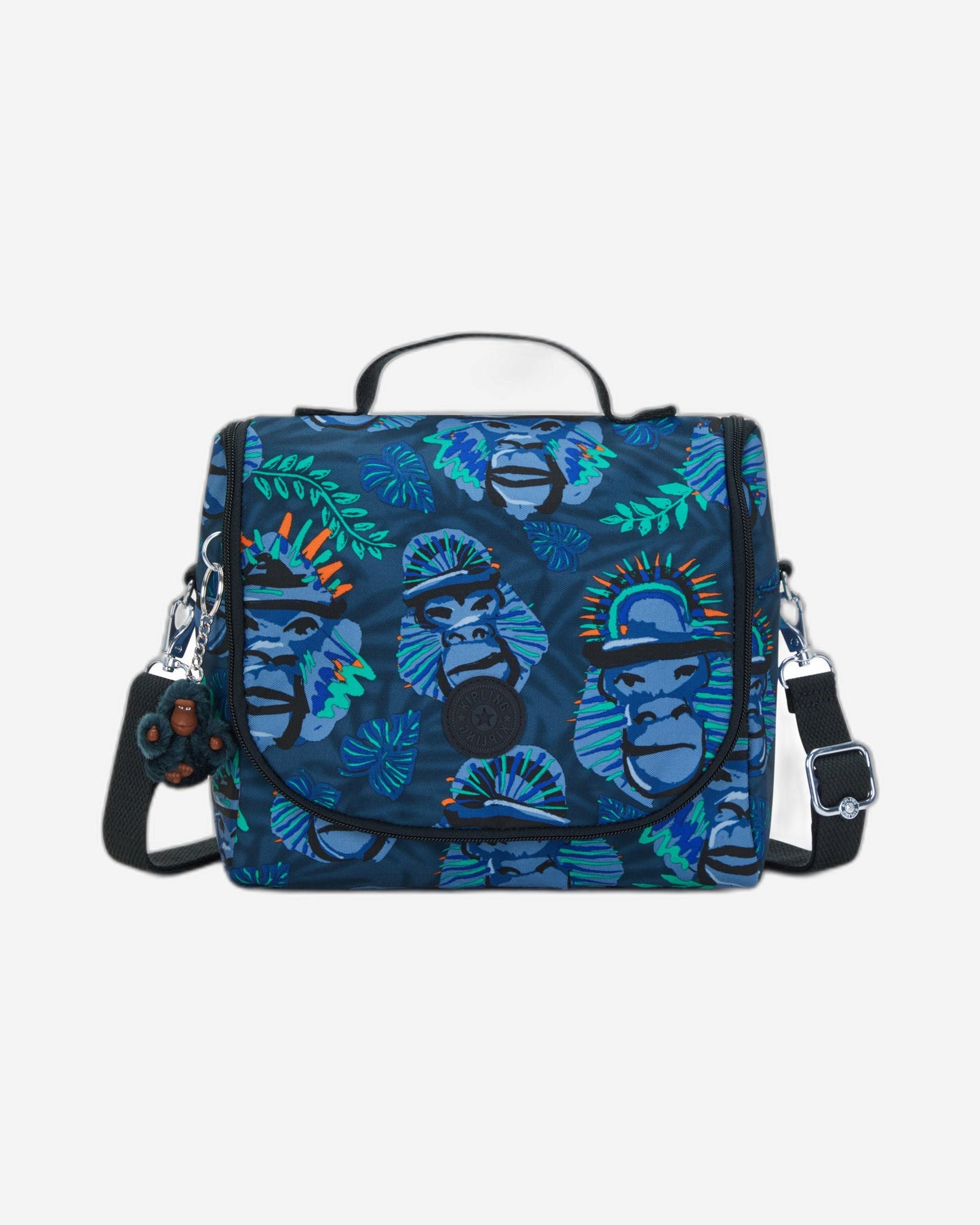 حقيبة غداء كبيرة من Kipling New Kichirou Blue Monkey Fun مع جراب عربة C2I5749-8HJ