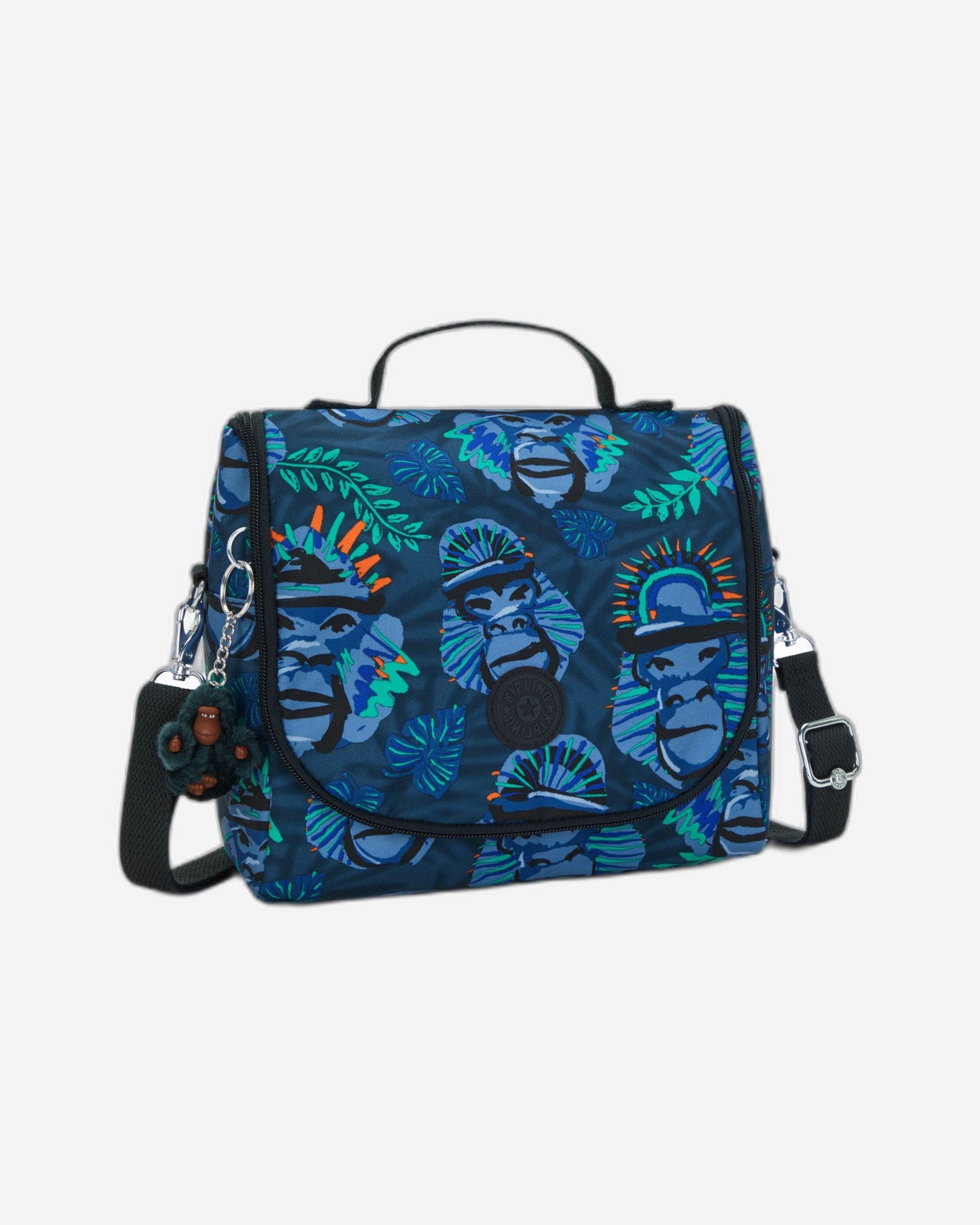 حقيبة غداء كبيرة من Kipling New Kichirou Blue Monkey Fun مع جراب عربة C2I5749-8HJ