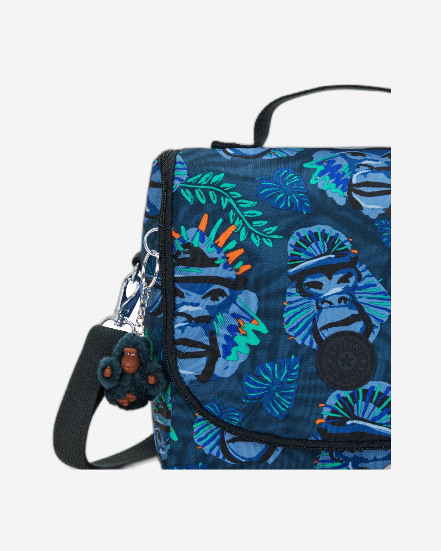 حقيبة غداء كبيرة من Kipling New Kichirou Blue Monkey Fun مع جراب عربة C2I5749-8HJ