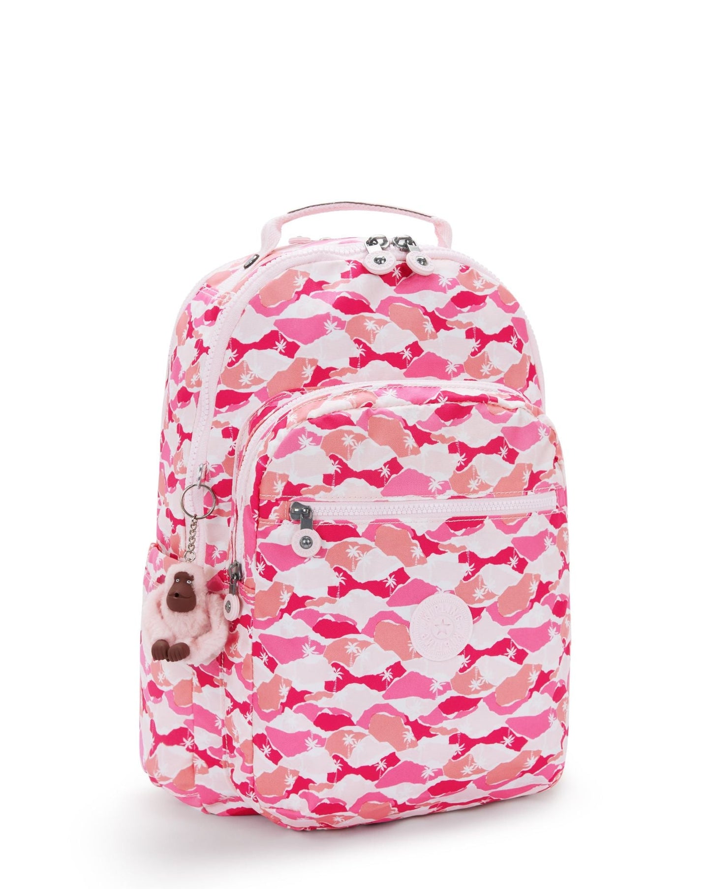 حقيبة ظهر Kipling Seoul Lap Pink Palm كبيرة مع حجرة للكمبيوتر المحمول I5816-1BV