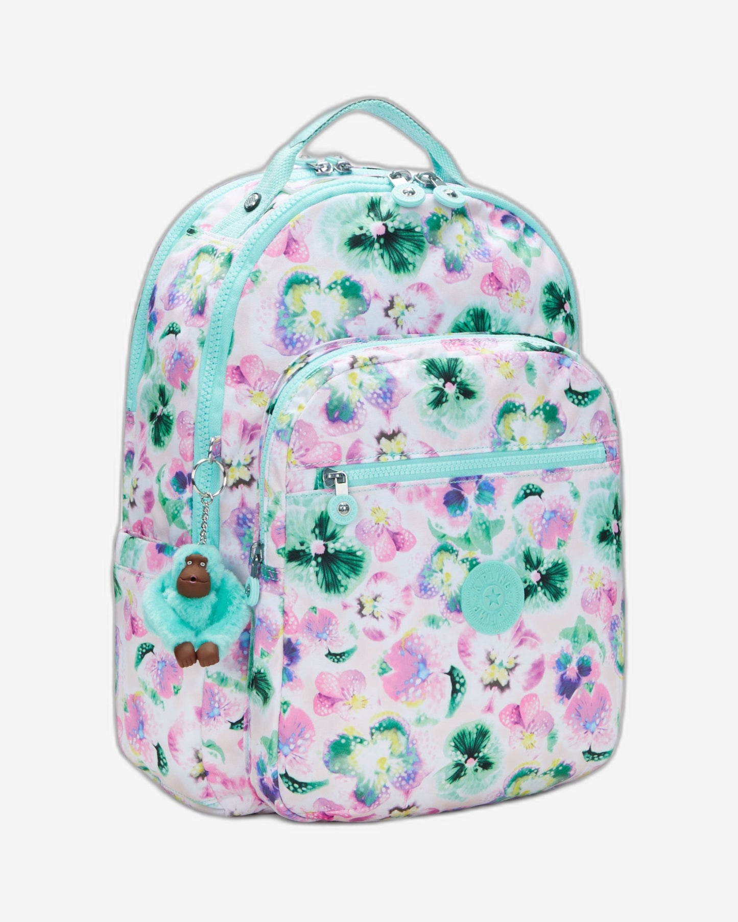 Kipling Seoul Lap Aqua Blossom حقيبة ظهر كبيرة C2I5816-7EC