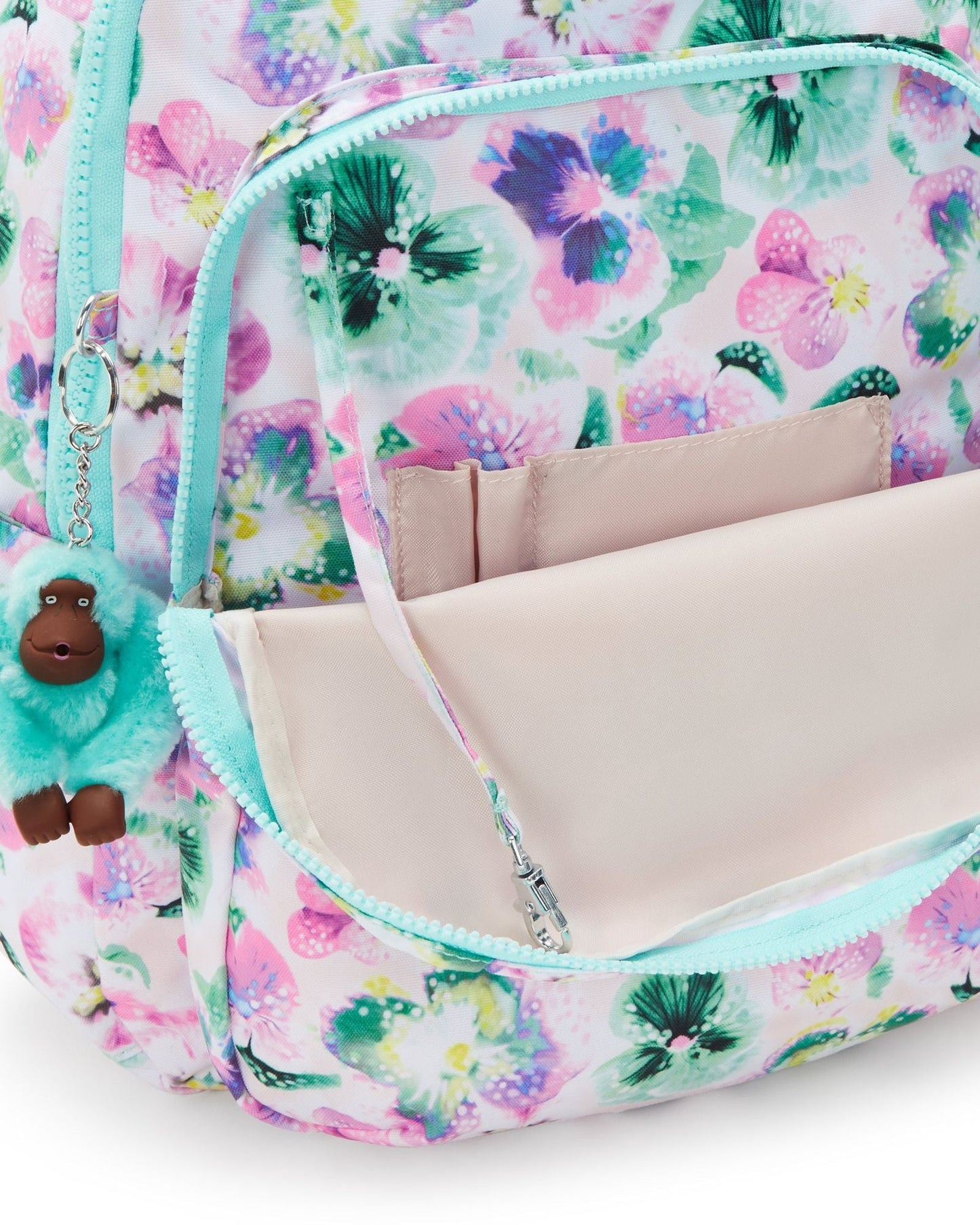 Kipling Seoul Lap Aqua Blossom حقيبة ظهر كبيرة C2I5816-7EC