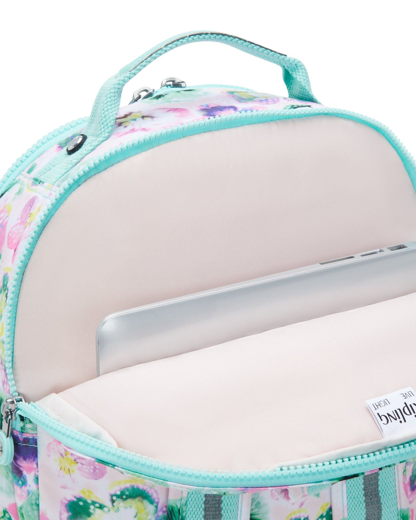Kipling Seoul Lap Aqua Blossom حقيبة ظهر كبيرة C2I5816-7EC