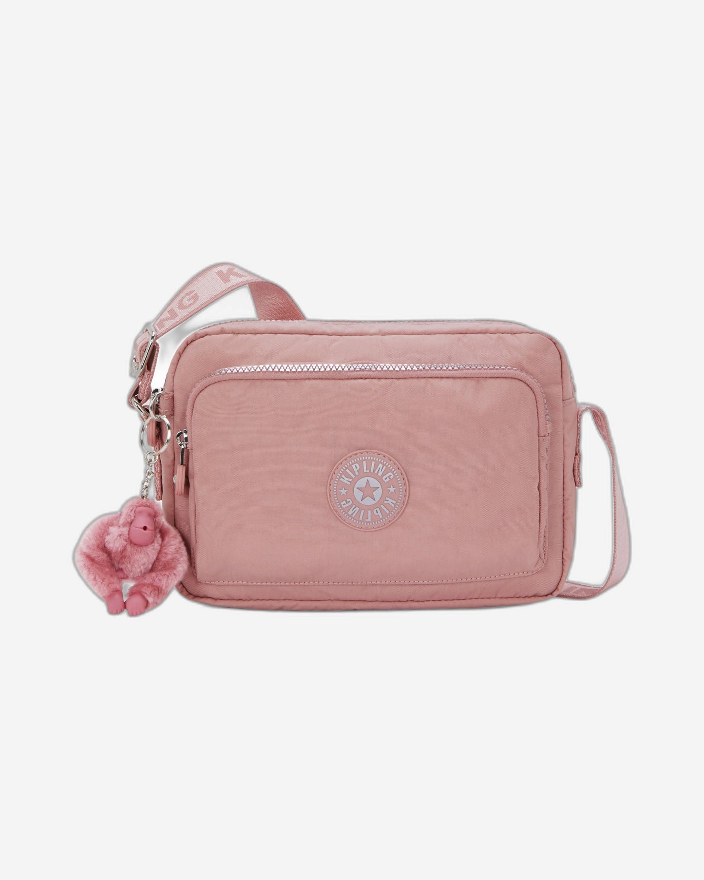 حقيبة كروسبودي متوسطة من Kipling طراز Abanu M Zip بلون وردي مبهج I5986-8HB