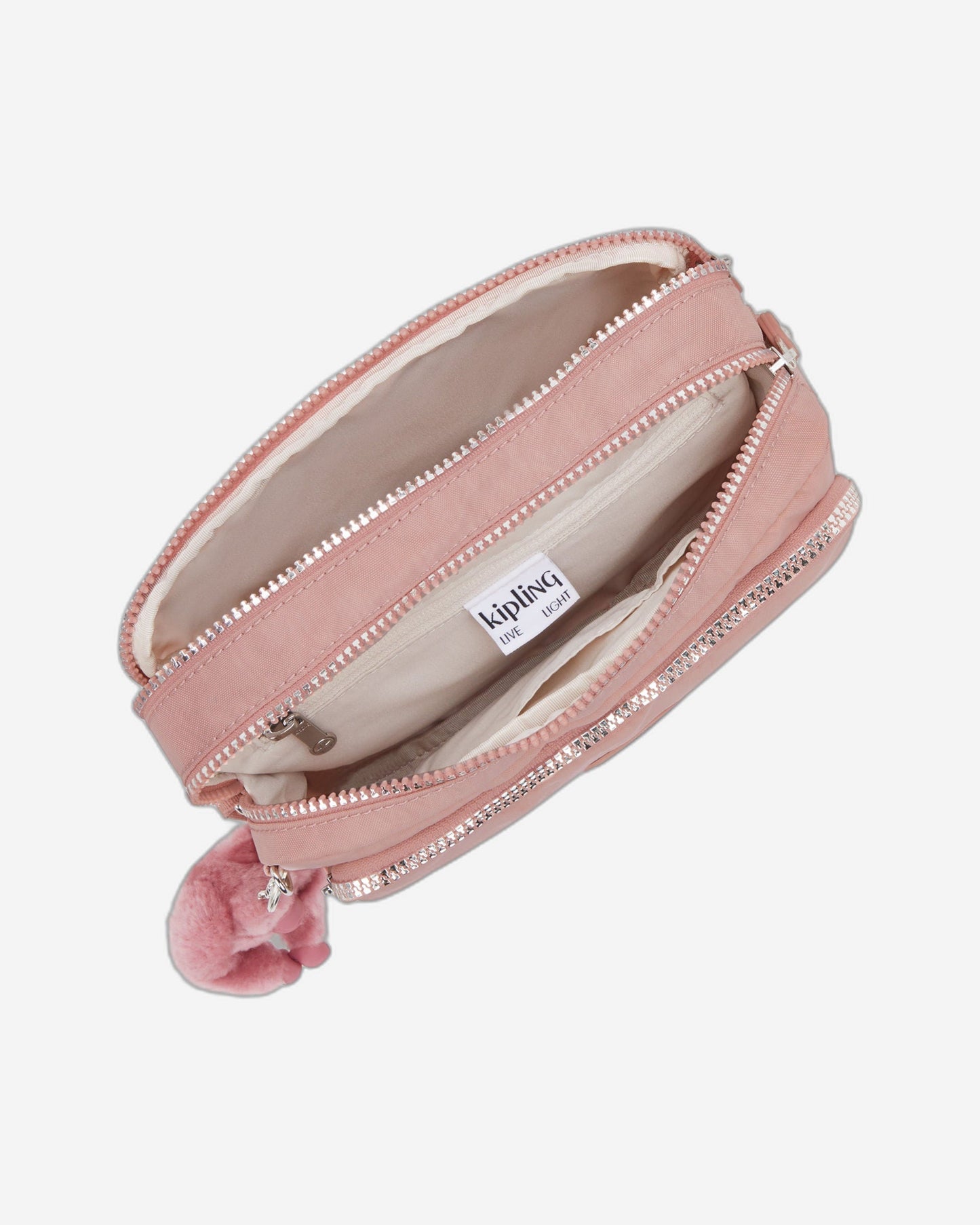 حقيبة كروسبودي متوسطة من Kipling طراز Abanu M Zip بلون وردي مبهج I5986-8HB