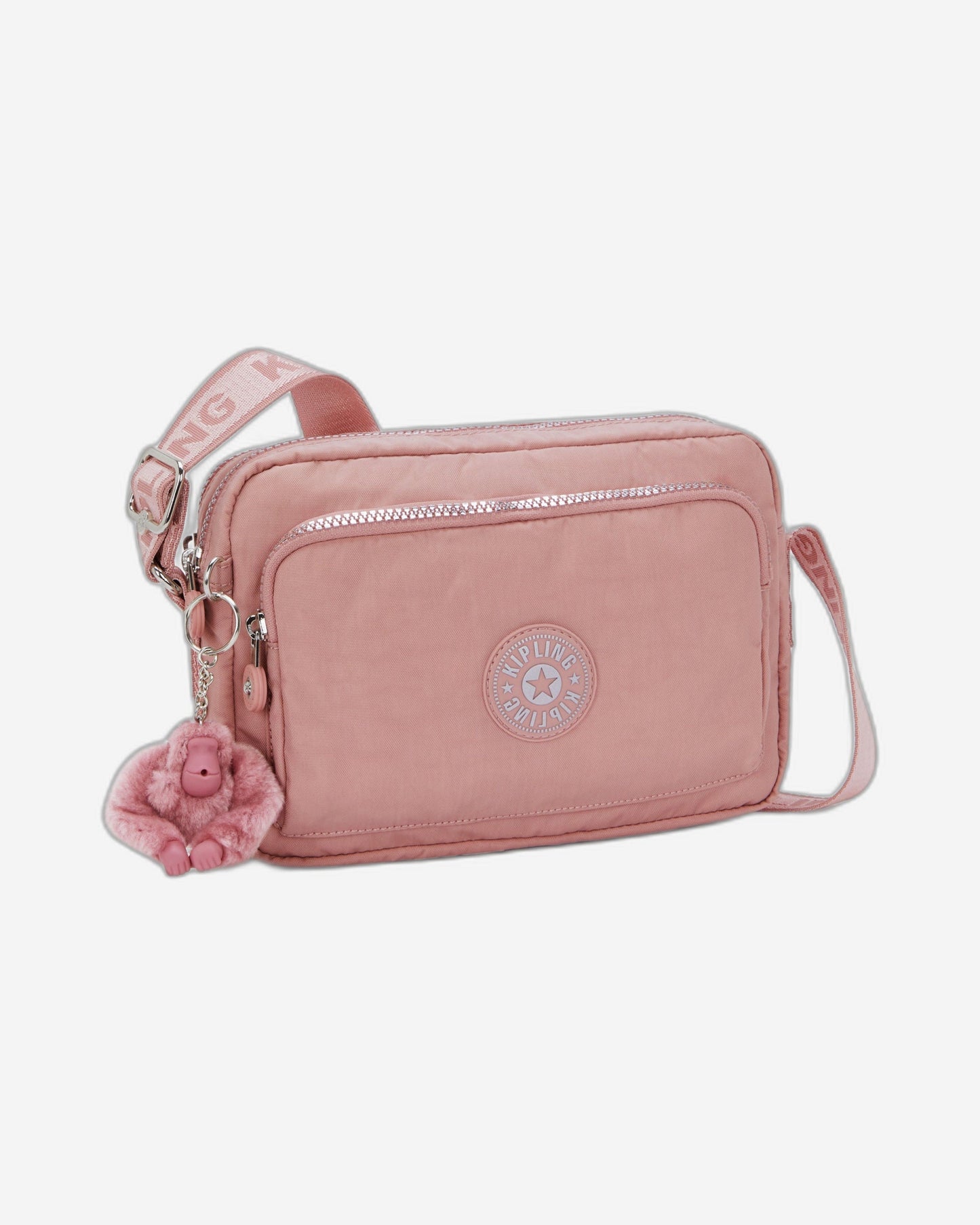 حقيبة كروسبودي متوسطة من Kipling طراز Abanu M Zip بلون وردي مبهج I5986-8HB