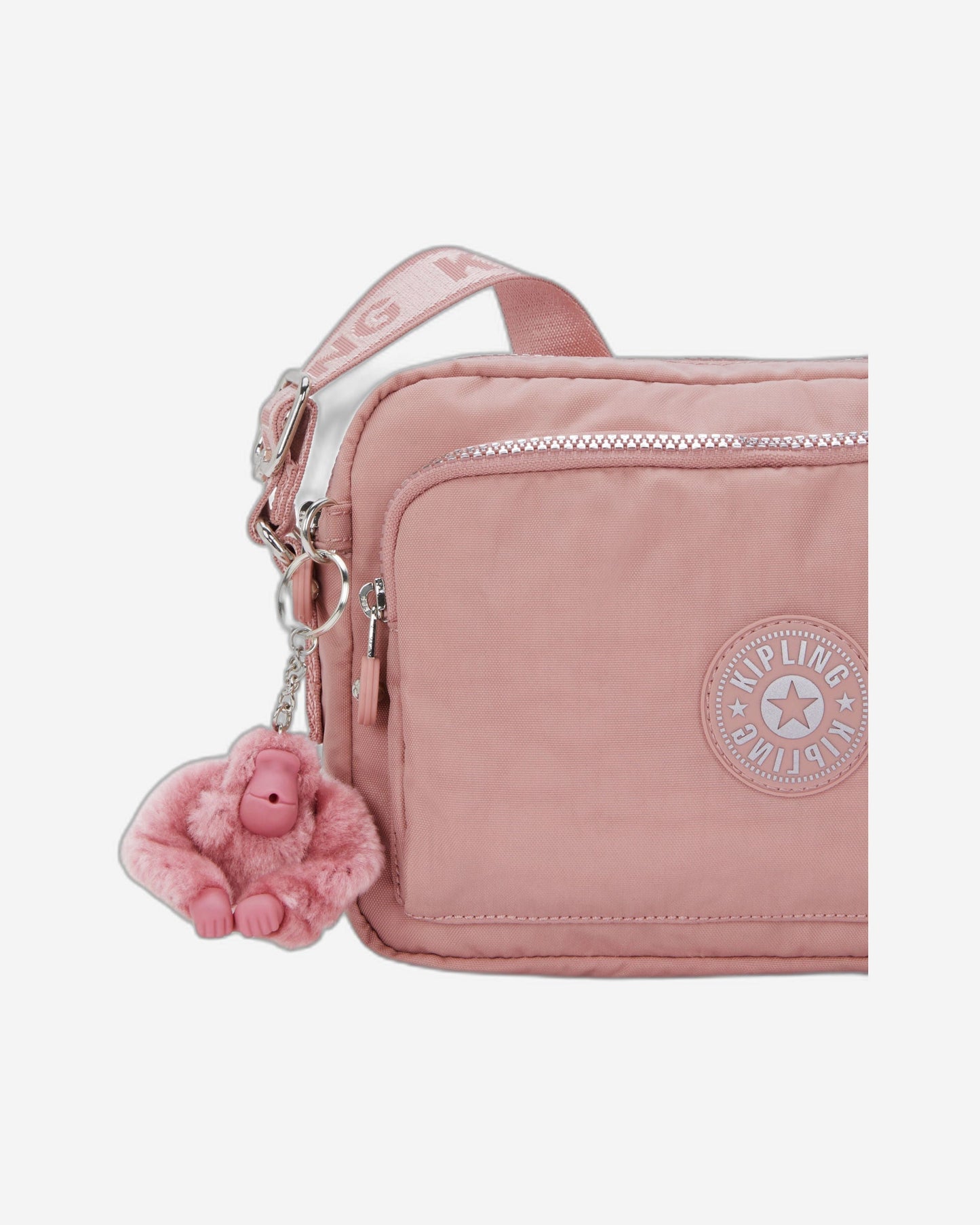 حقيبة كروسبودي متوسطة من Kipling طراز Abanu M Zip بلون وردي مبهج I5986-8HB